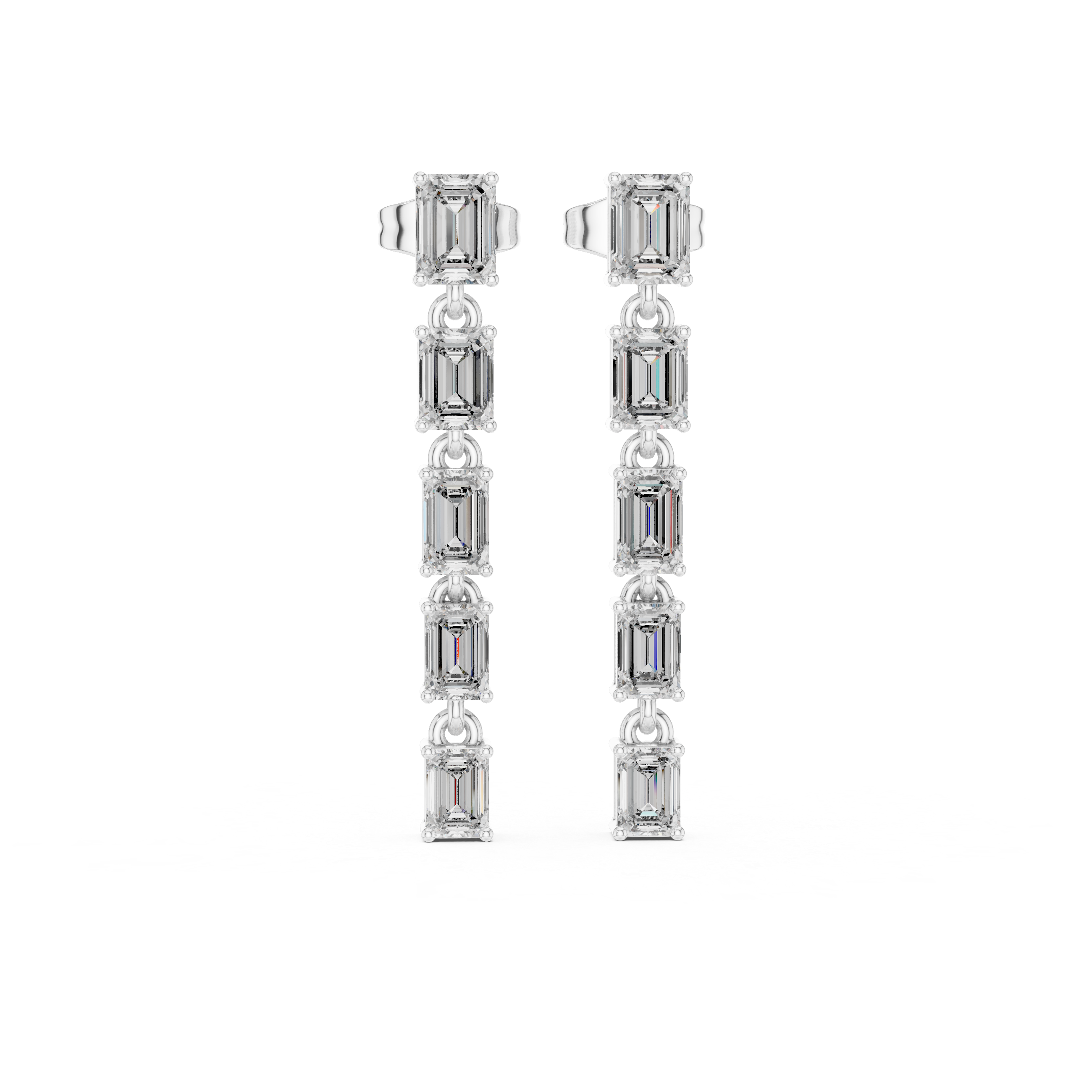 2.74 Carat Emerald Cut Natural Diamond Dangle Earrings – I Color, SI1 Clarity