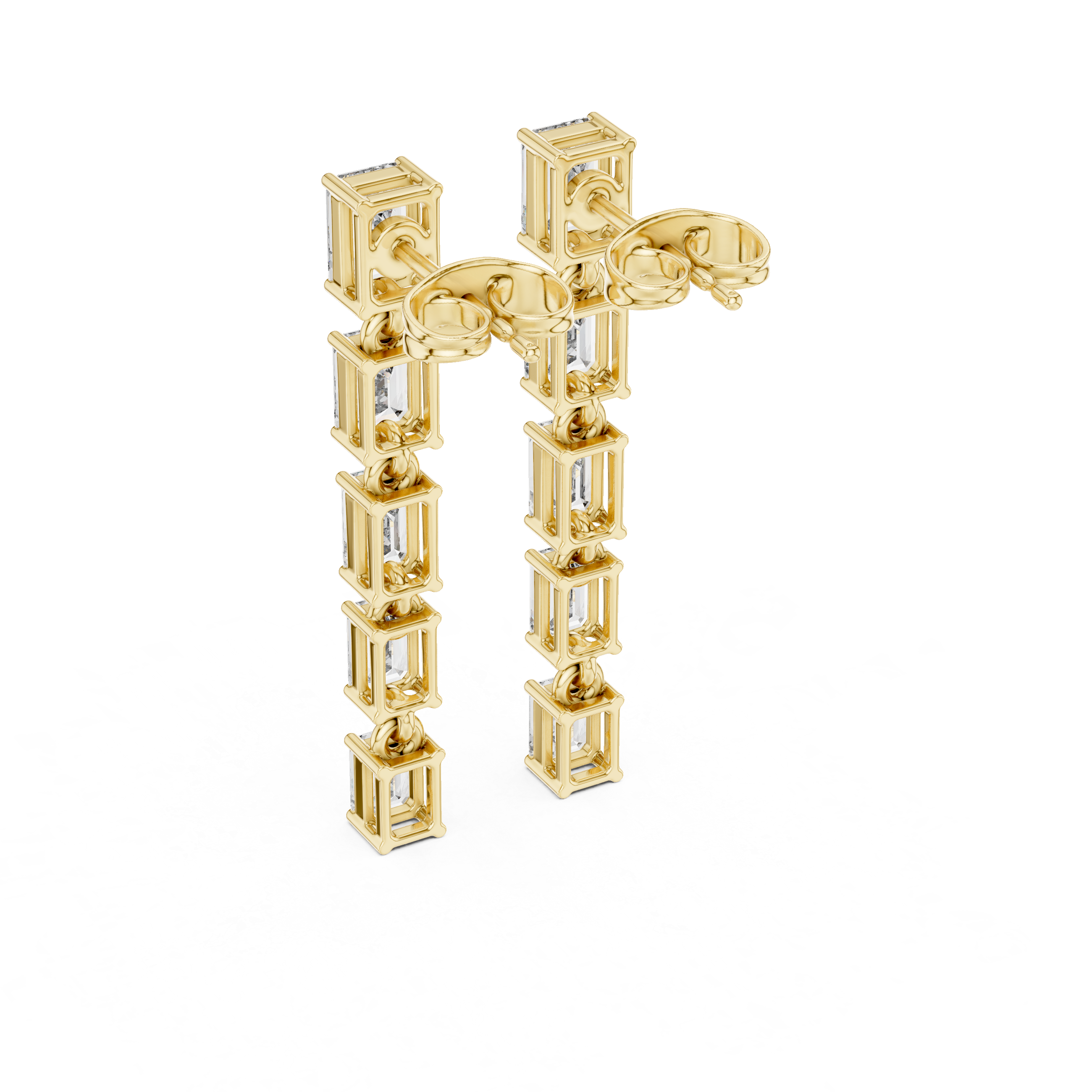 2.74 Carat Emerald Cut Natural Diamond Dangle Earrings – I Color, SI1 Clarity