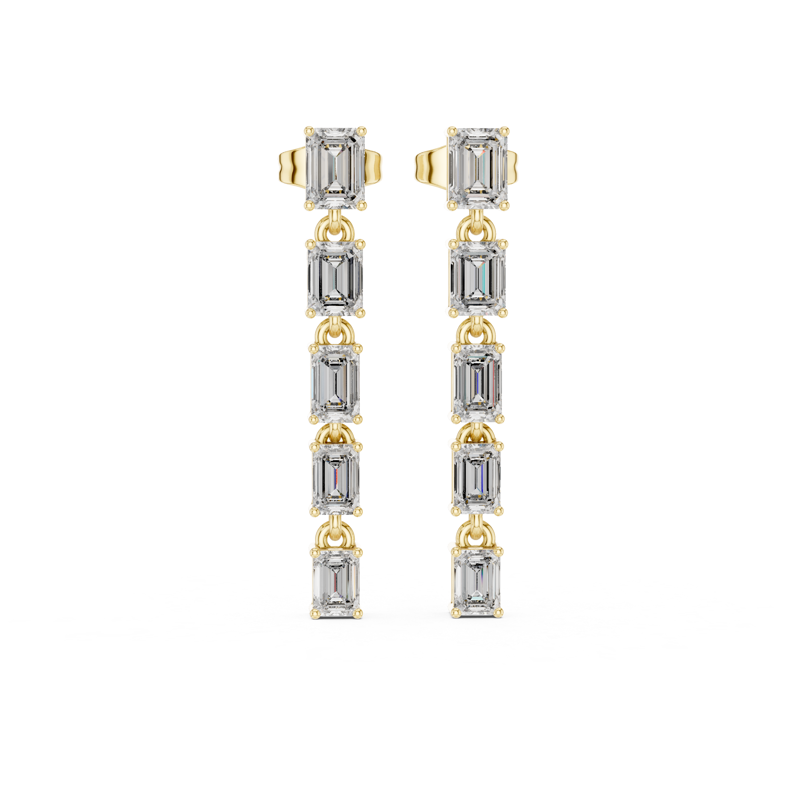 2.74 Carat Emerald Cut Natural Diamond Dangle Earrings – I Color, SI1 Clarity