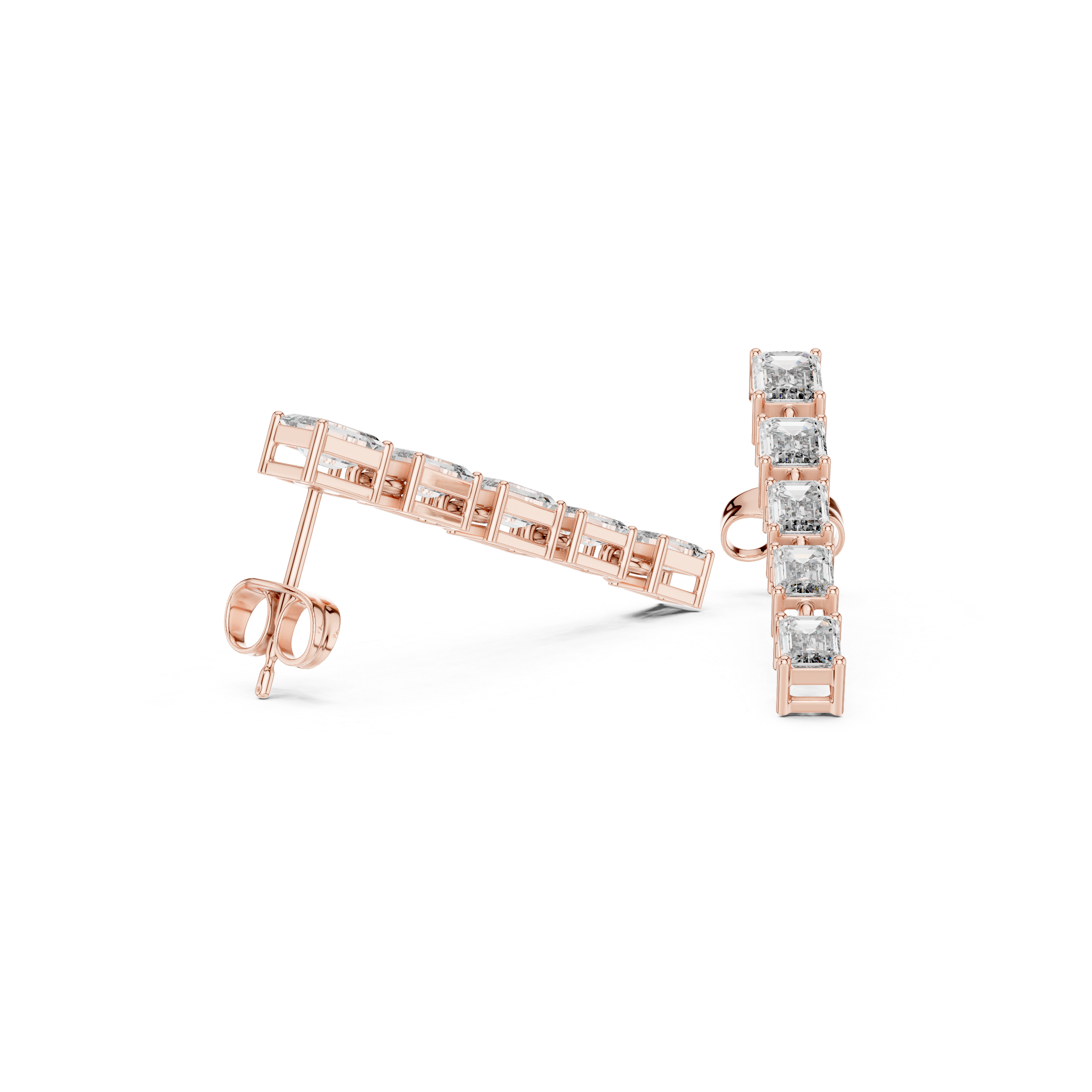 2.74 Carat Emerald Cut Natural Diamond Dangle Earrings – I Color, SI1 Clarity