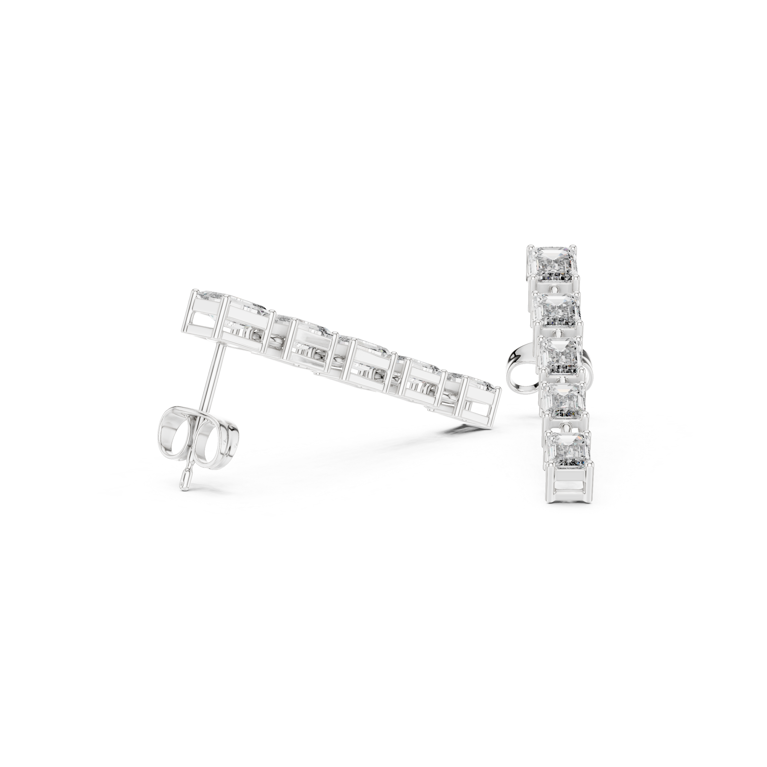 2.74 Carat Emerald Cut Natural Diamond Dangle Earrings – I Color, SI1 Clarity