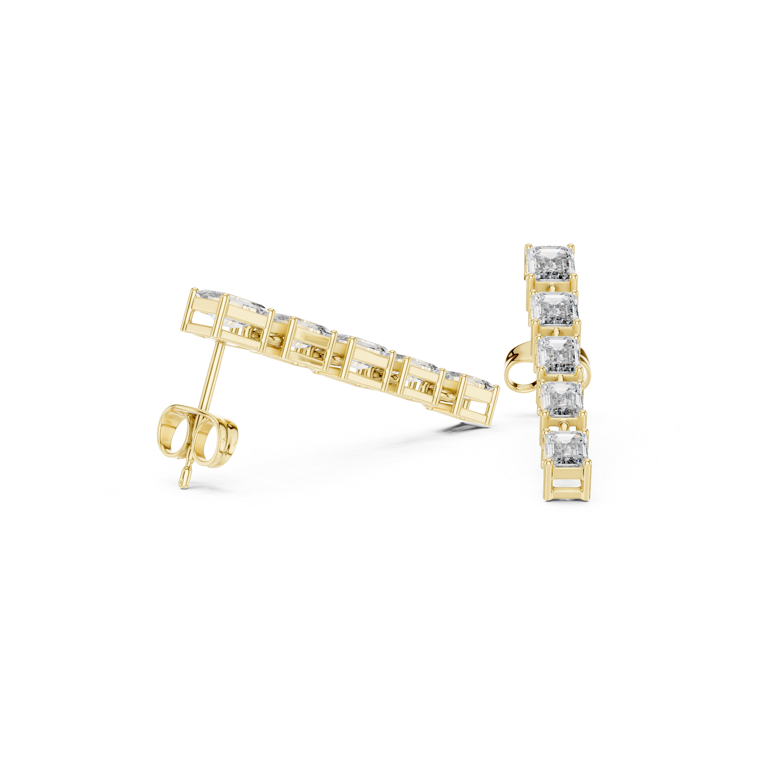 2.74 Carat Emerald Cut Natural Diamond Dangle Earrings – I Color, SI1 Clarity