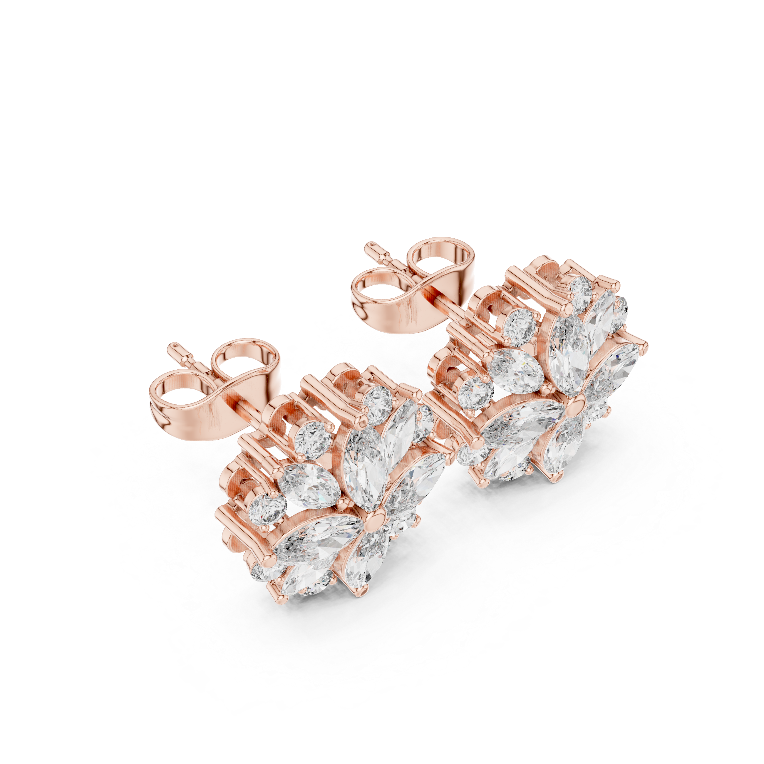 1.64 Carat Natural Diamond Dual-Shape Stud Earrings – GH Color, VS Clarity