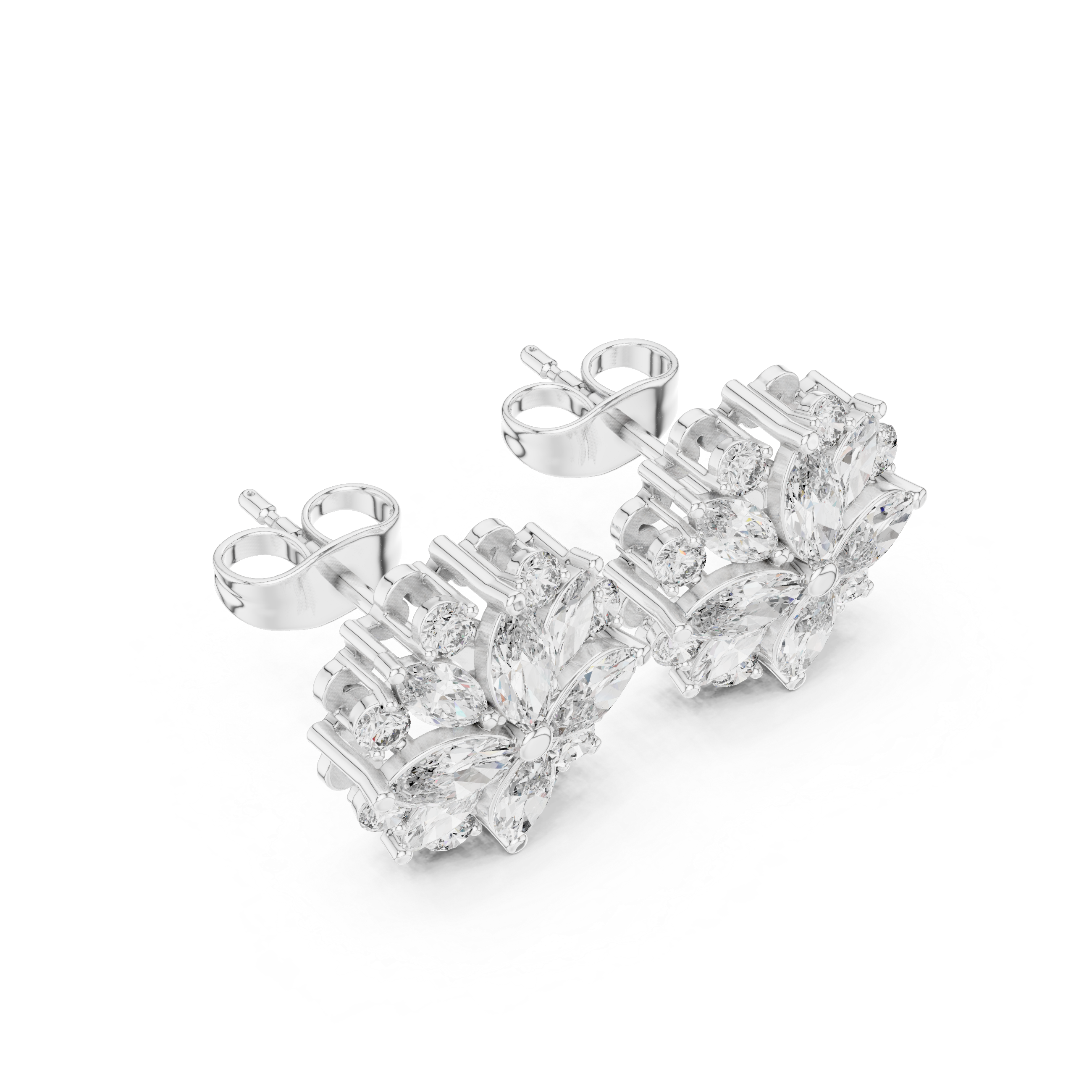 1.64 Carat Natural Diamond Dual-Shape Stud Earrings – GH Color, VS Clarity