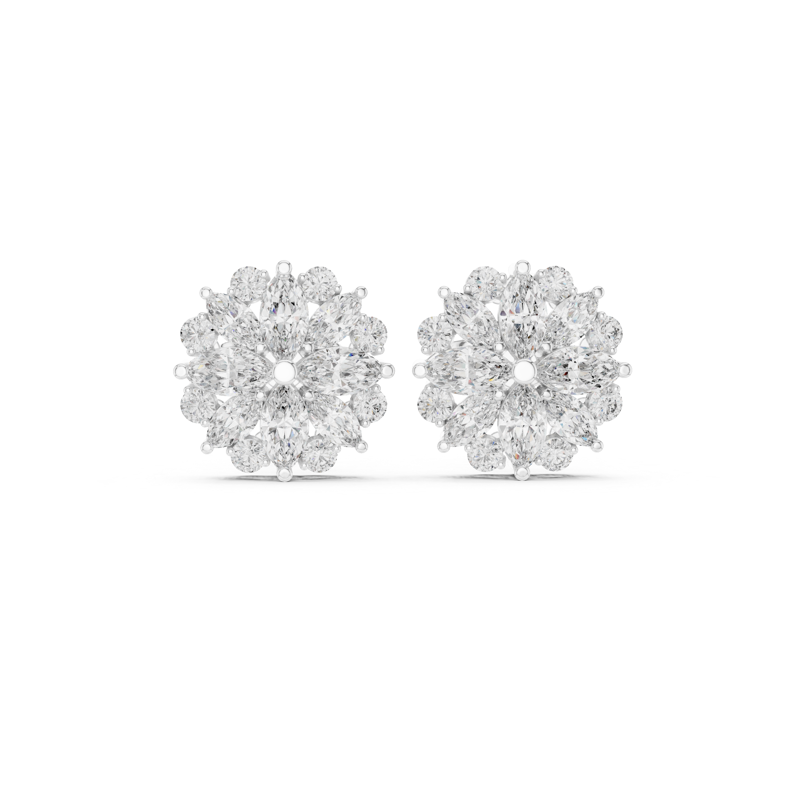 1.64 Carat Natural Diamond Dual-Shape Stud Earrings – GH Color, VS Clarity