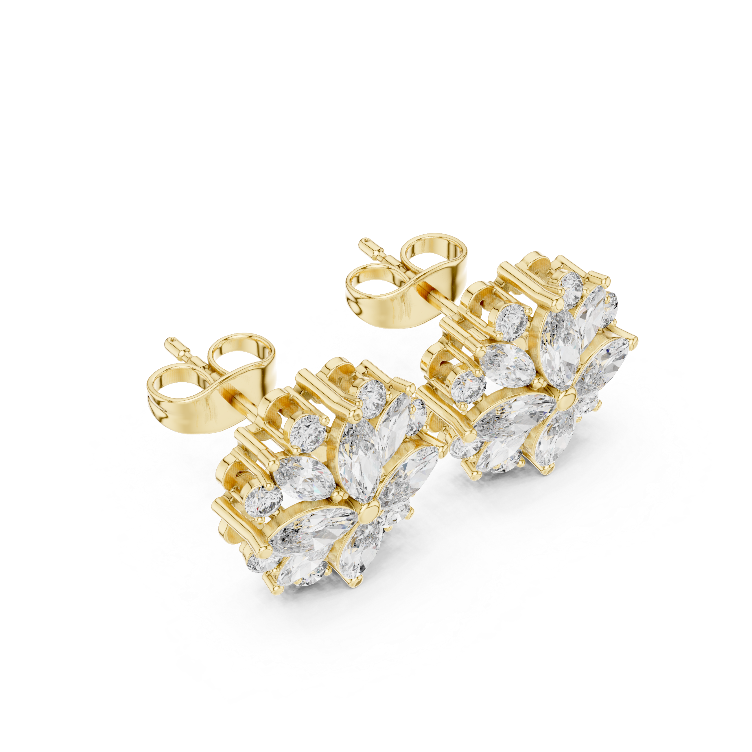 1.64 Carat Natural Diamond Dual-Shape Stud Earrings – GH Color, VS Clarity