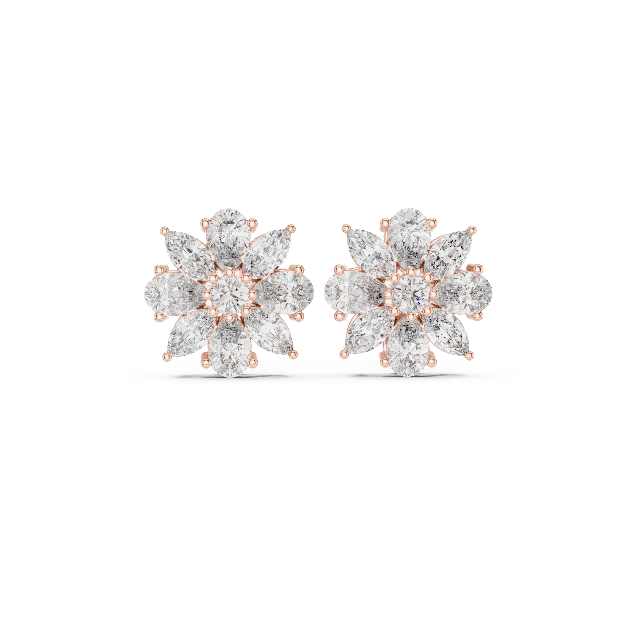Multi-Shape 2.14ct Natural Diamond Stud Earrings – H Color, VS1 Clarity