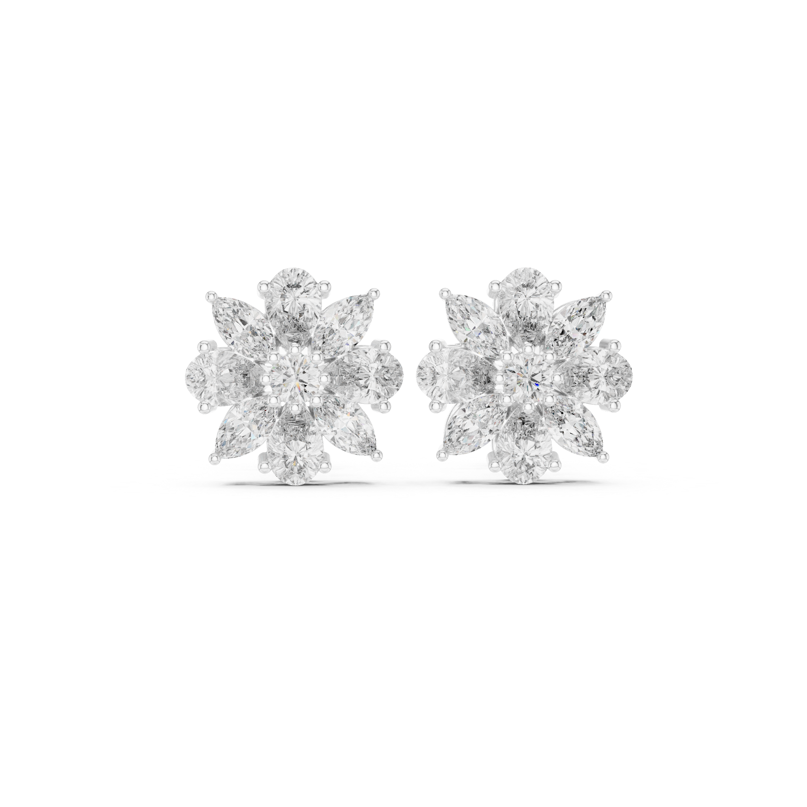 Multi-Shape 2.14ct Natural Diamond Stud Earrings – H Color, VS1 Clarity