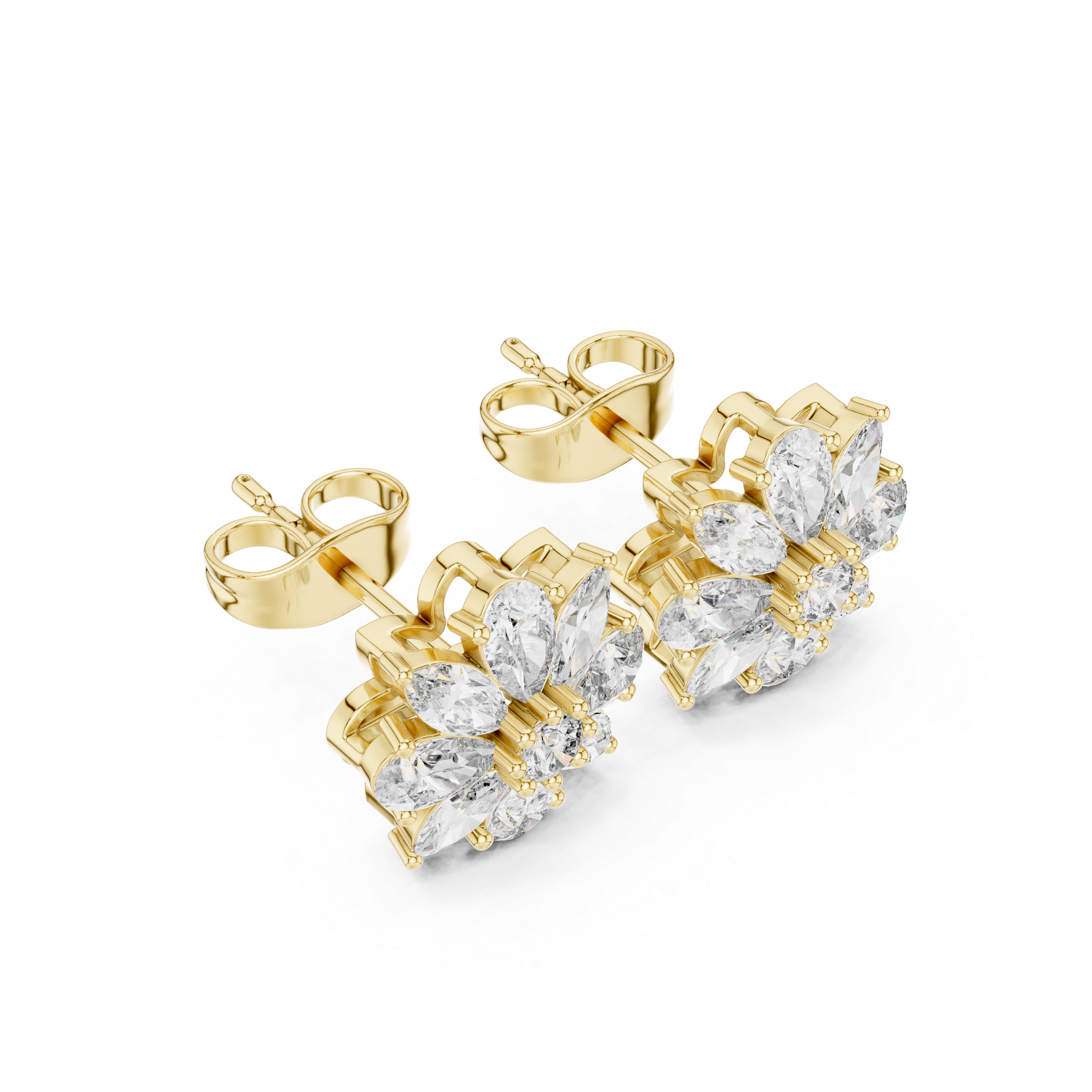 Multi-Shape 2.14ct Natural Diamond Stud Earrings – H Color, VS1 Clarity