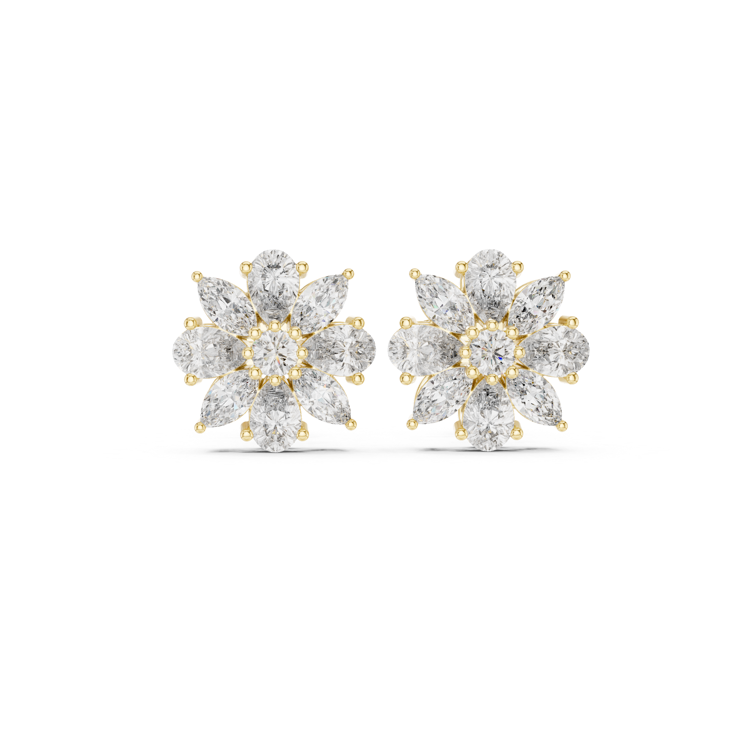 Multi-Shape 2.14ct Natural Diamond Stud Earrings – H Color, VS1 Clarity