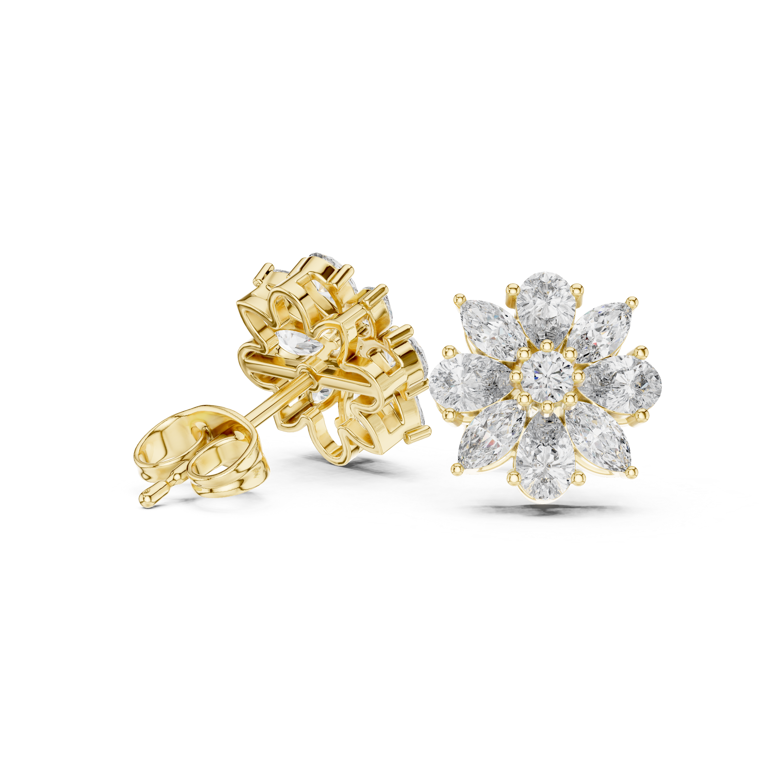 Multi-Shape 2.14ct Natural Diamond Stud Earrings – H Color, VS1 Clarity