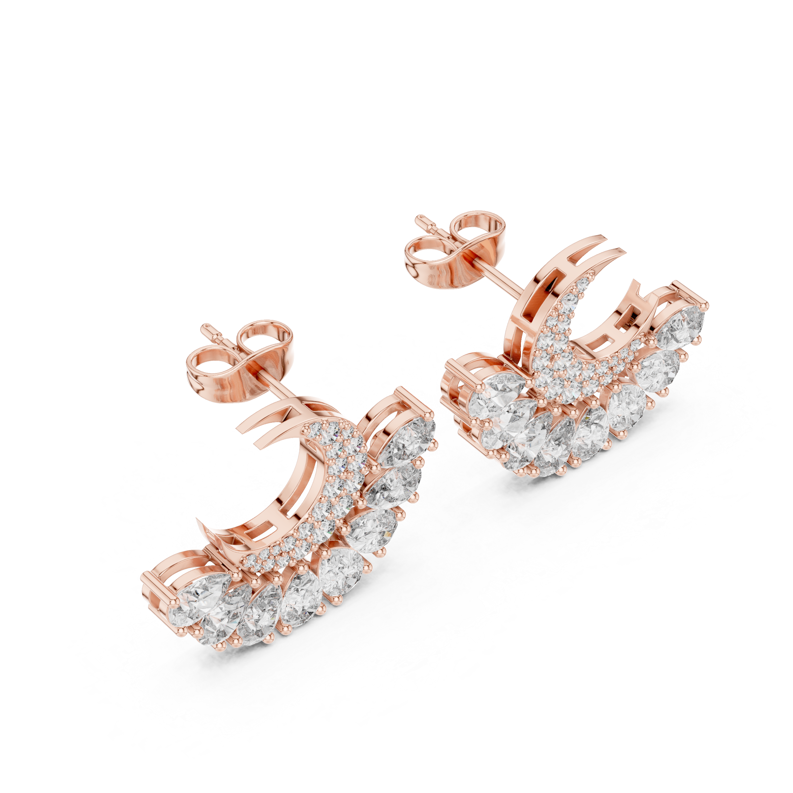 2.644ct EF/VS Round & Pear Natural Diamond Jacket Earrings – Ultimate Brilliance