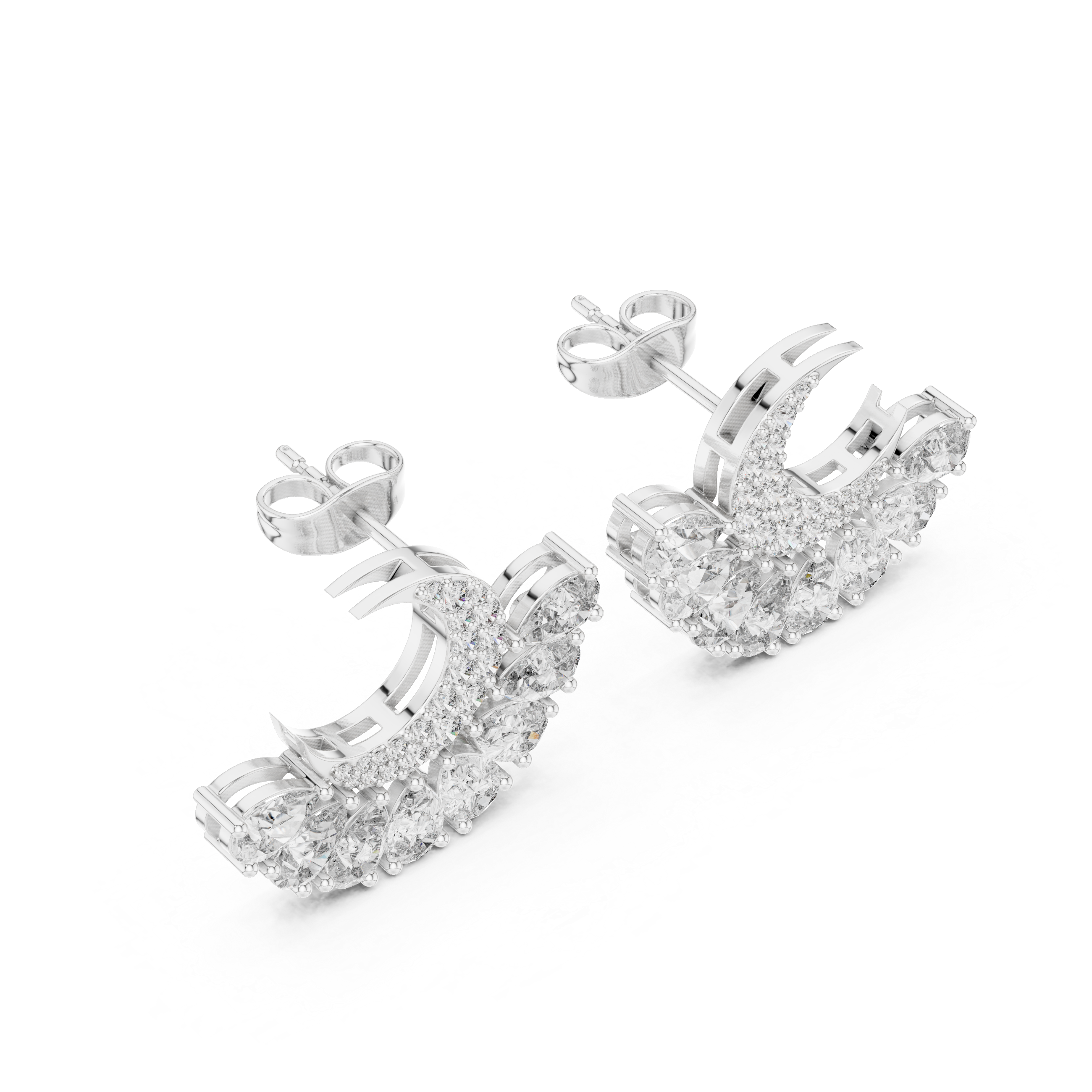 2.644ct EF/VS Round & Pear Natural Diamond Jacket Earrings – Ultimate Brilliance