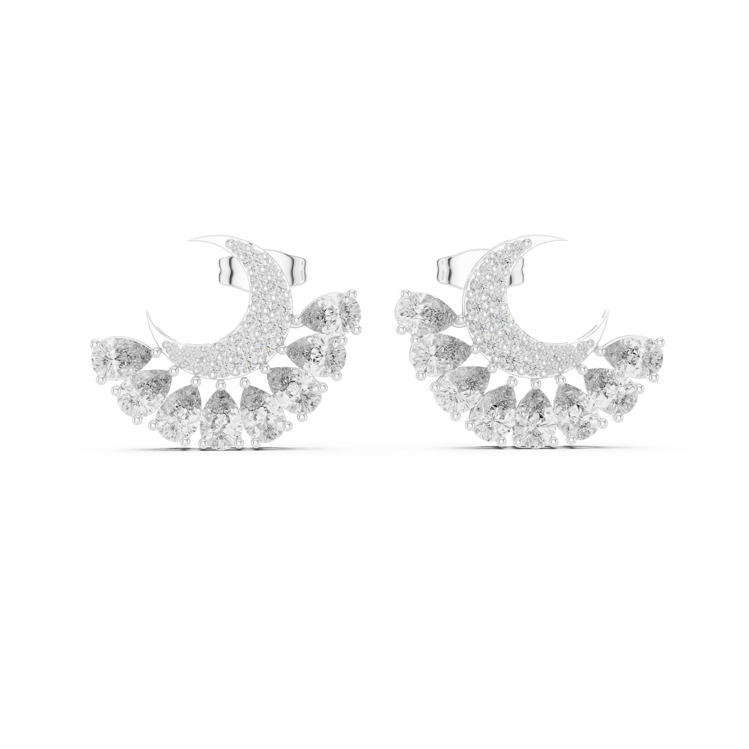 2.644ct EF/VS Round & Pear Natural Diamond Jacket Earrings – Ultimate Brilliance