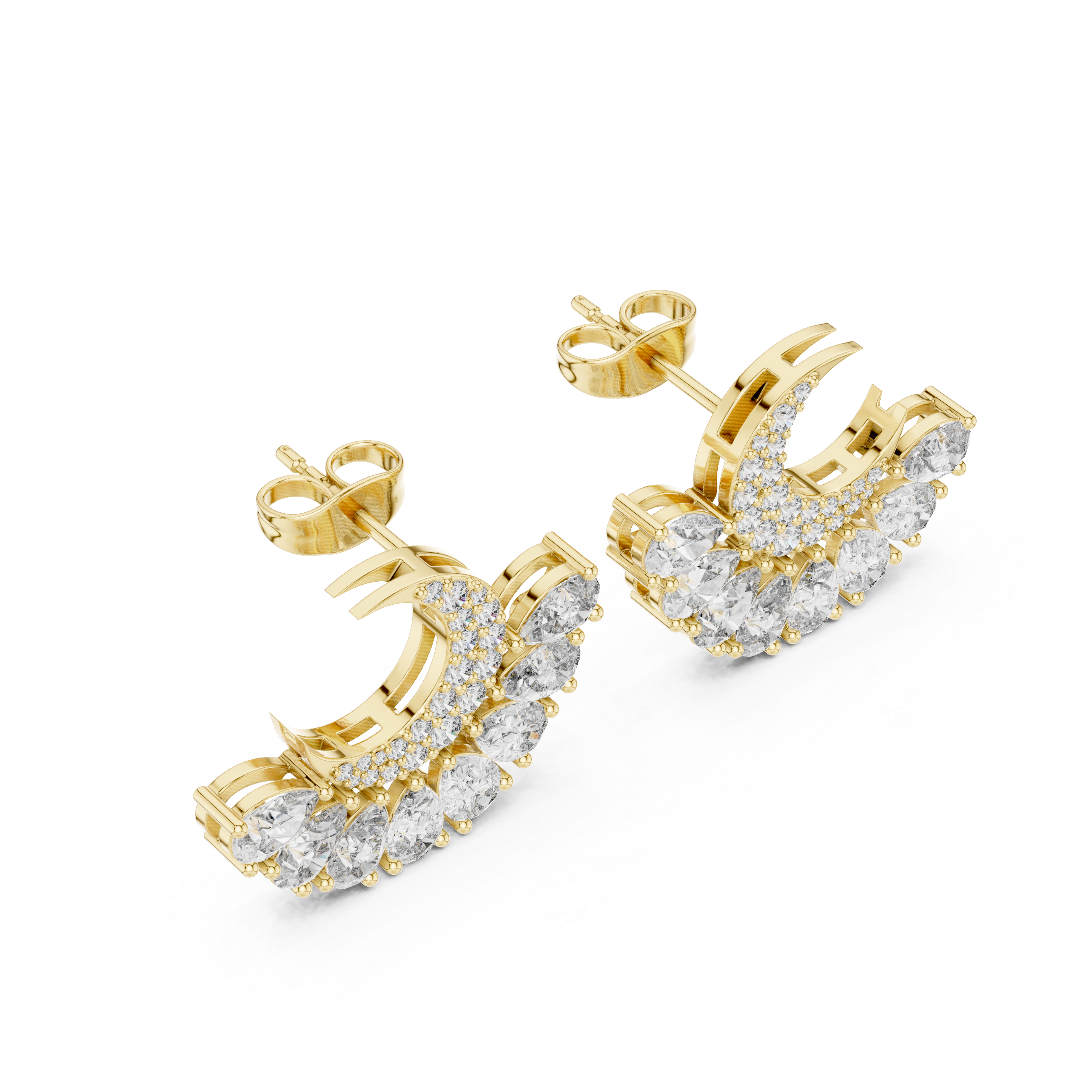 2.644ct EF/VS Round & Pear Natural Diamond Jacket Earrings – Ultimate Brilliance