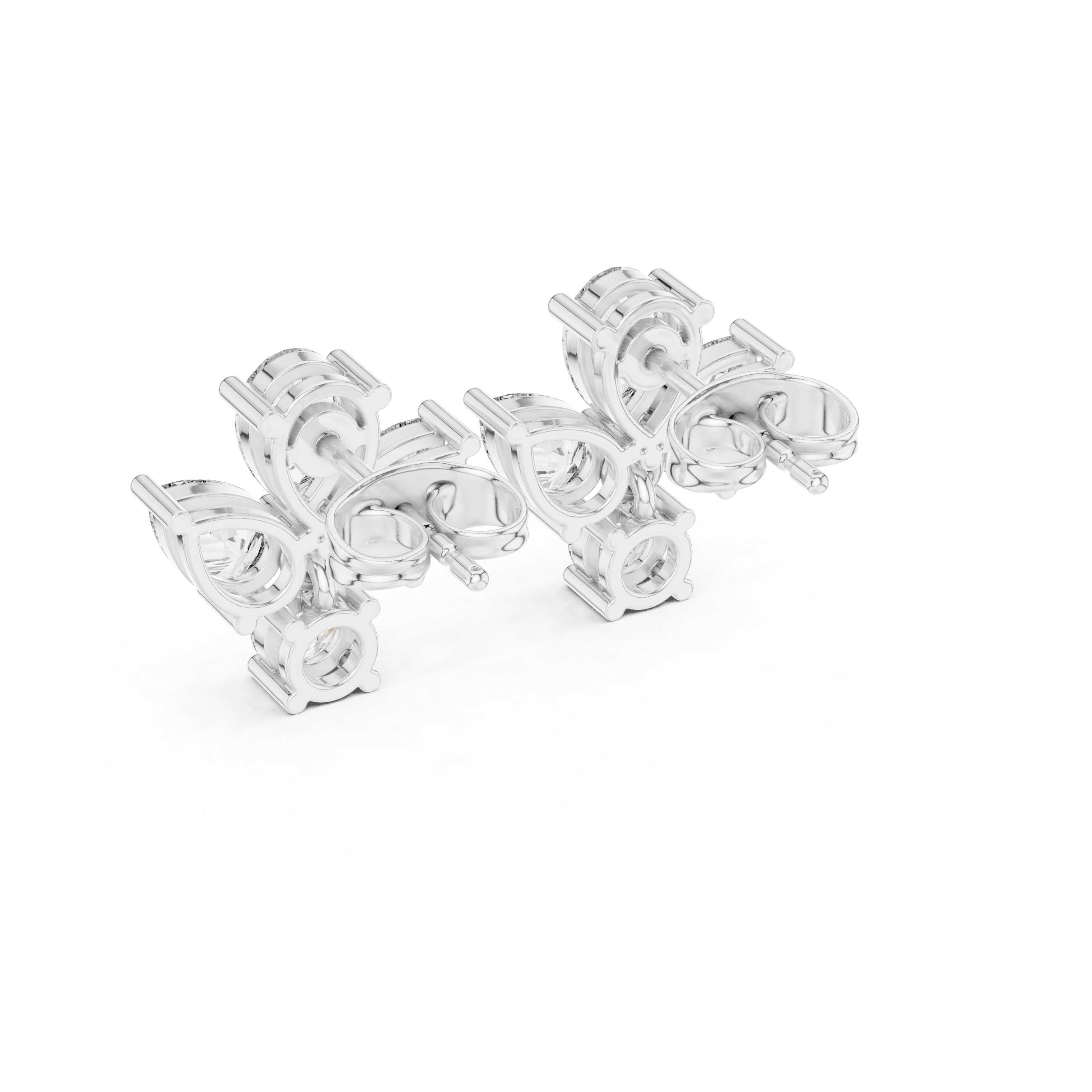 Round & Pear 1.92ct Natural Diamond Stud Earrings – H Color, VS2 Clarity