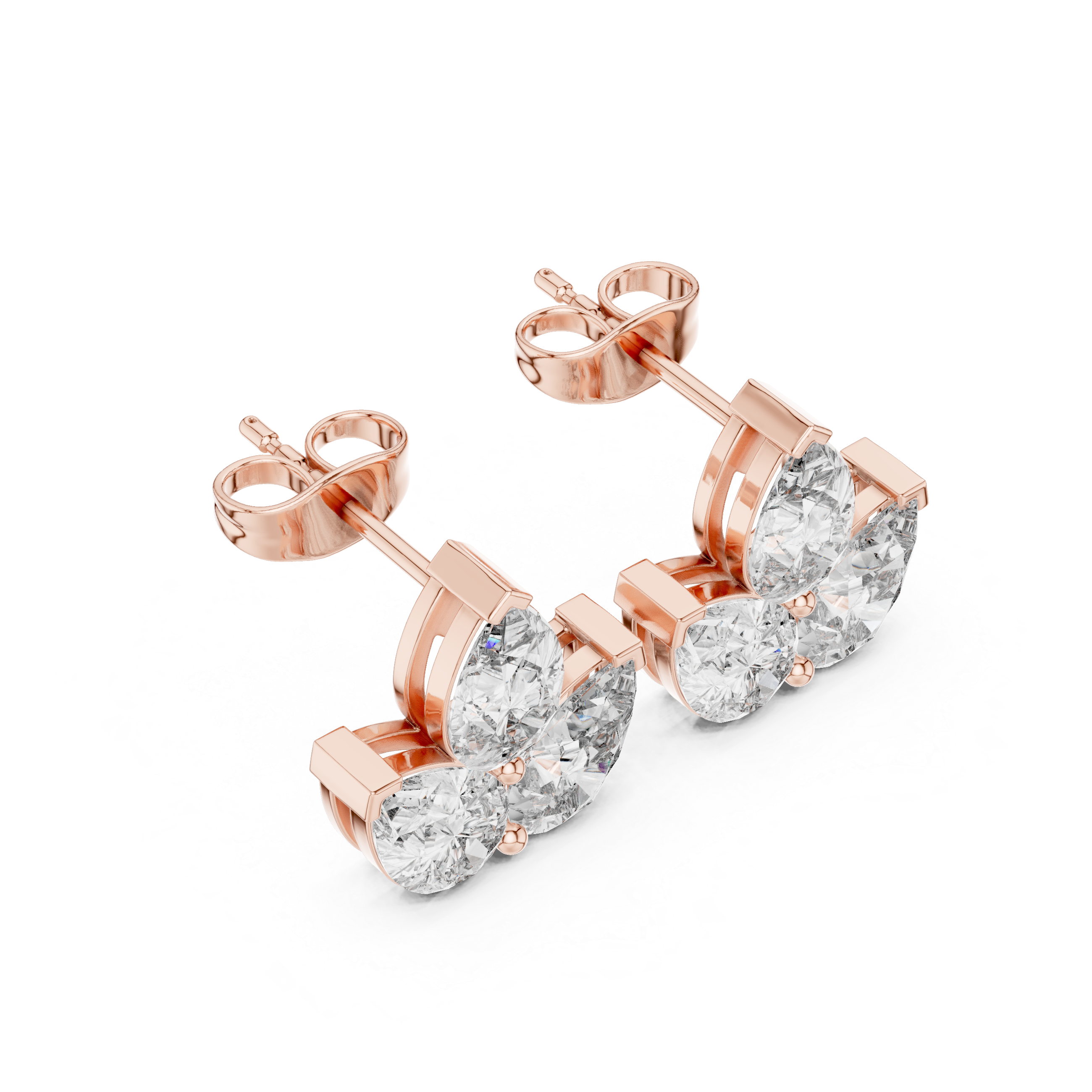 2.94 Carat Natural Diamond Pear Cut Stud Earrings – H Color, VS2 Clarity