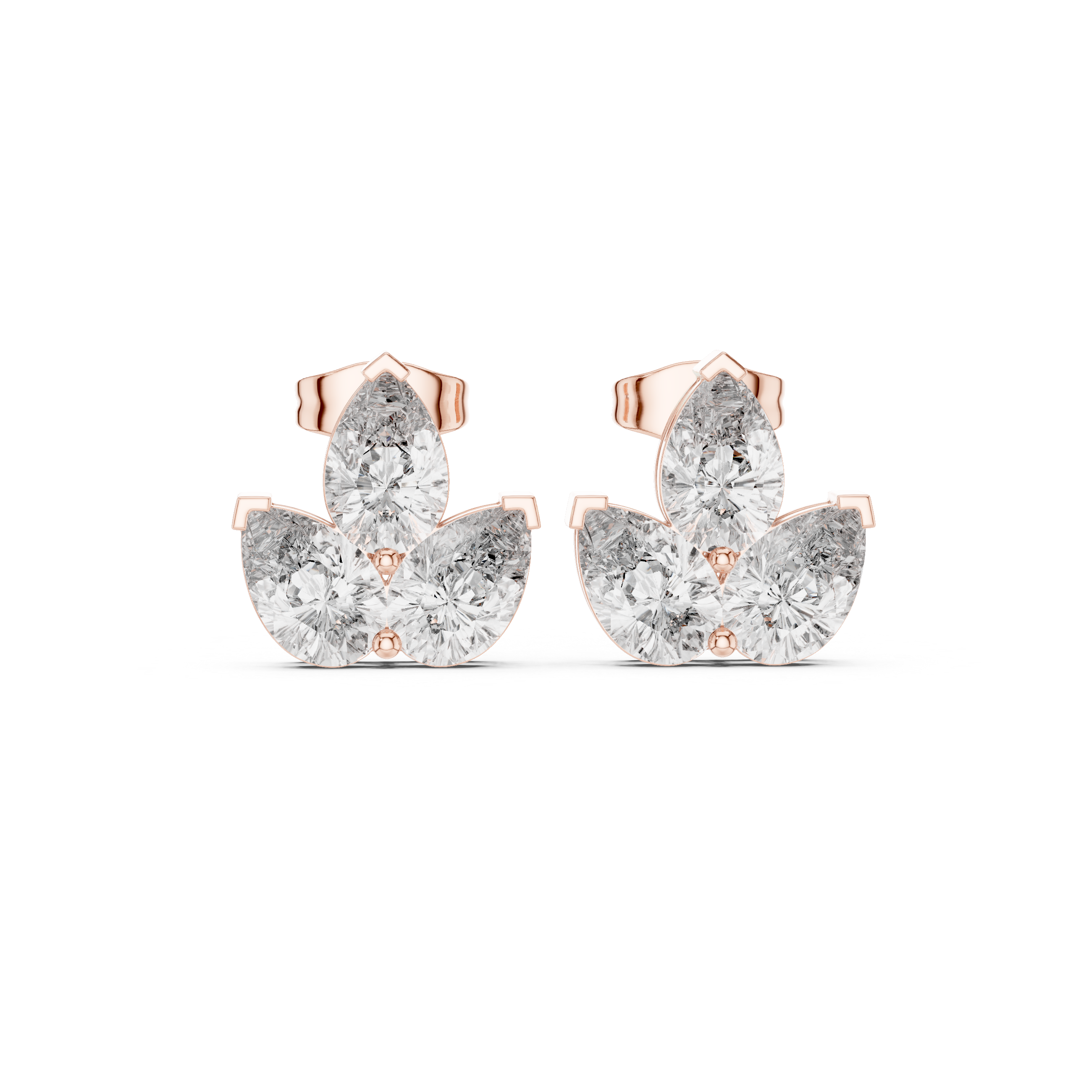 2.94 Carat Natural Diamond Pear Cut Stud Earrings – H Color, VS2 Clarity