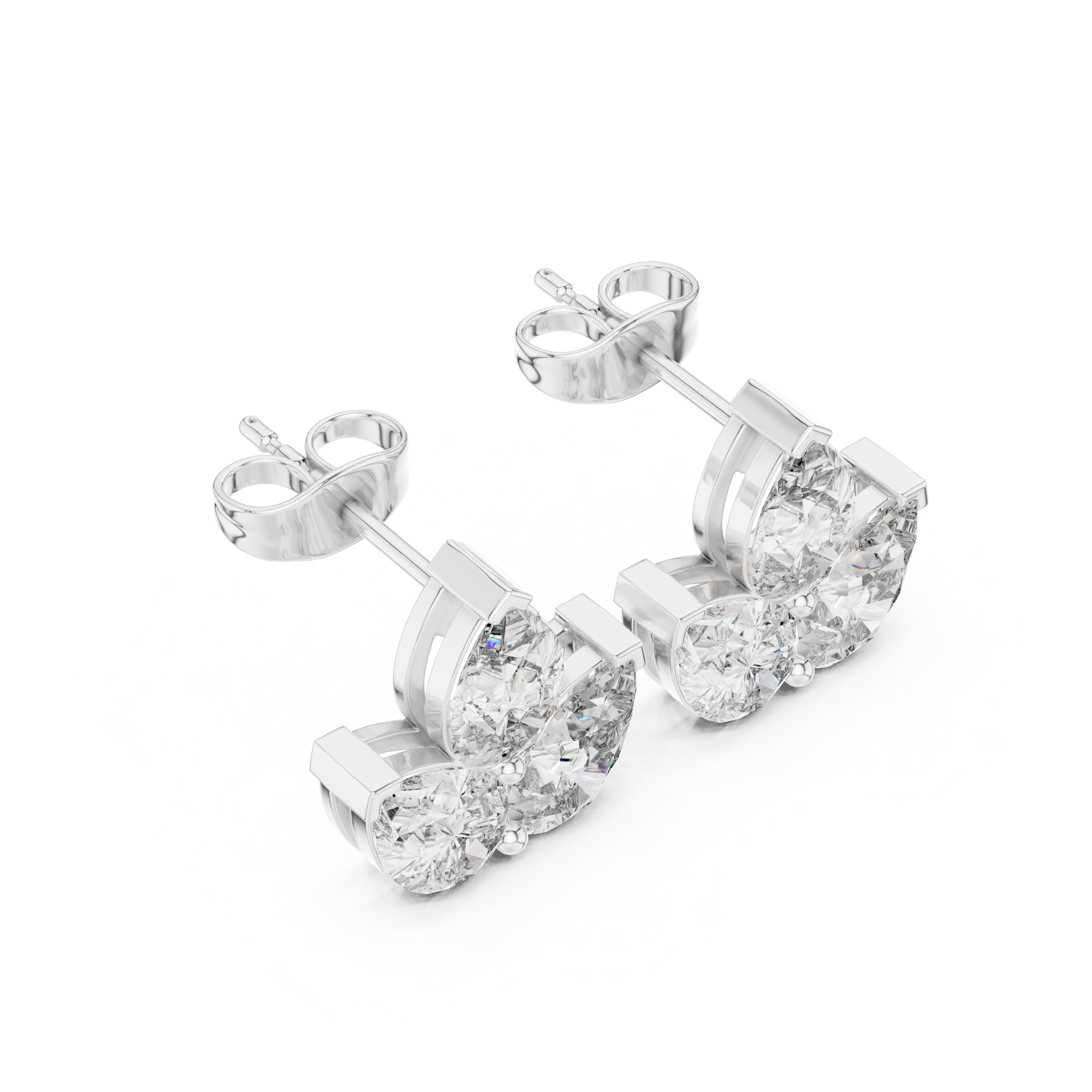 2.94 Carat Natural Diamond Pear Cut Stud Earrings – H Color, VS2 Clarity