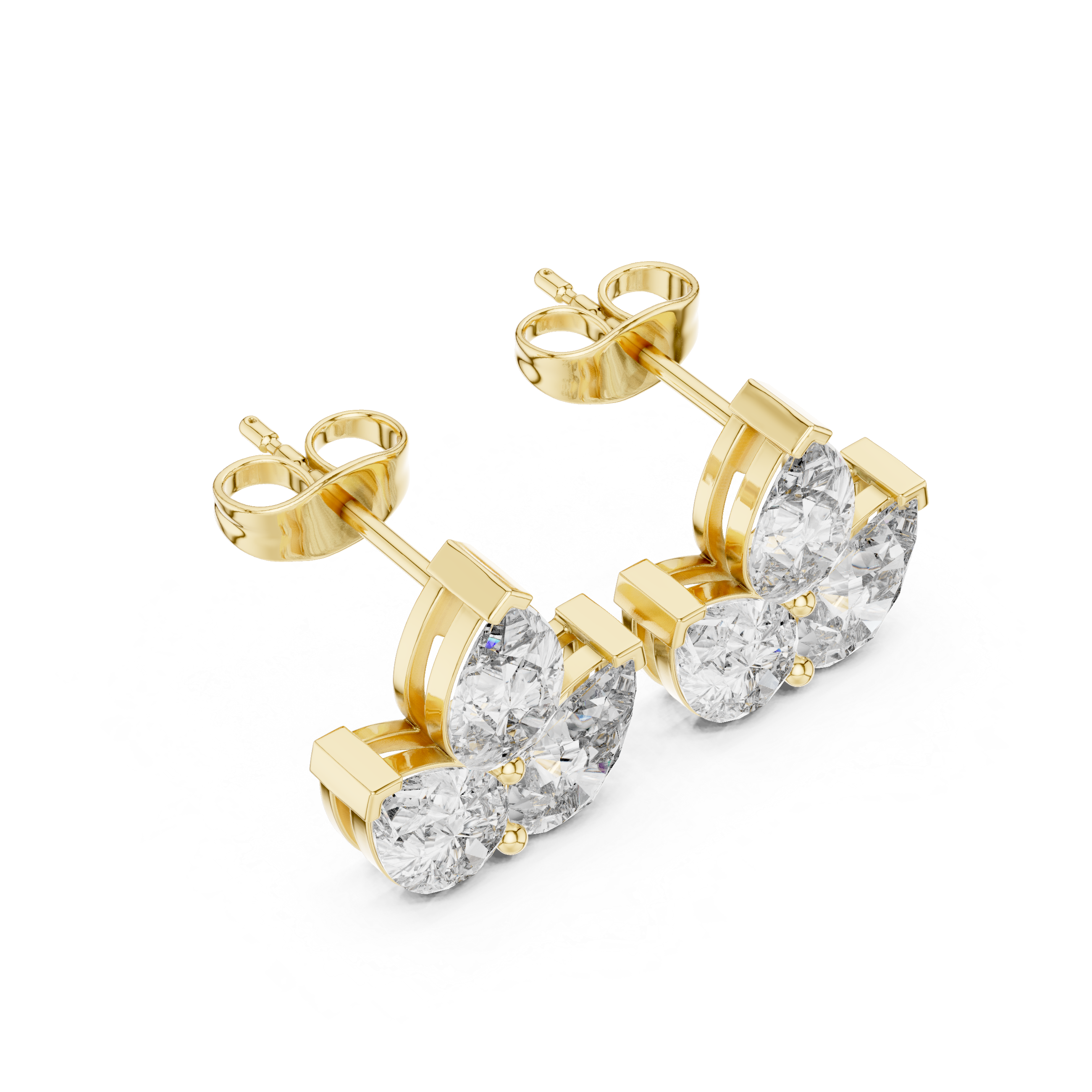 2.94 Carat Natural Diamond Pear Cut Stud Earrings – H Color, VS2 Clarity