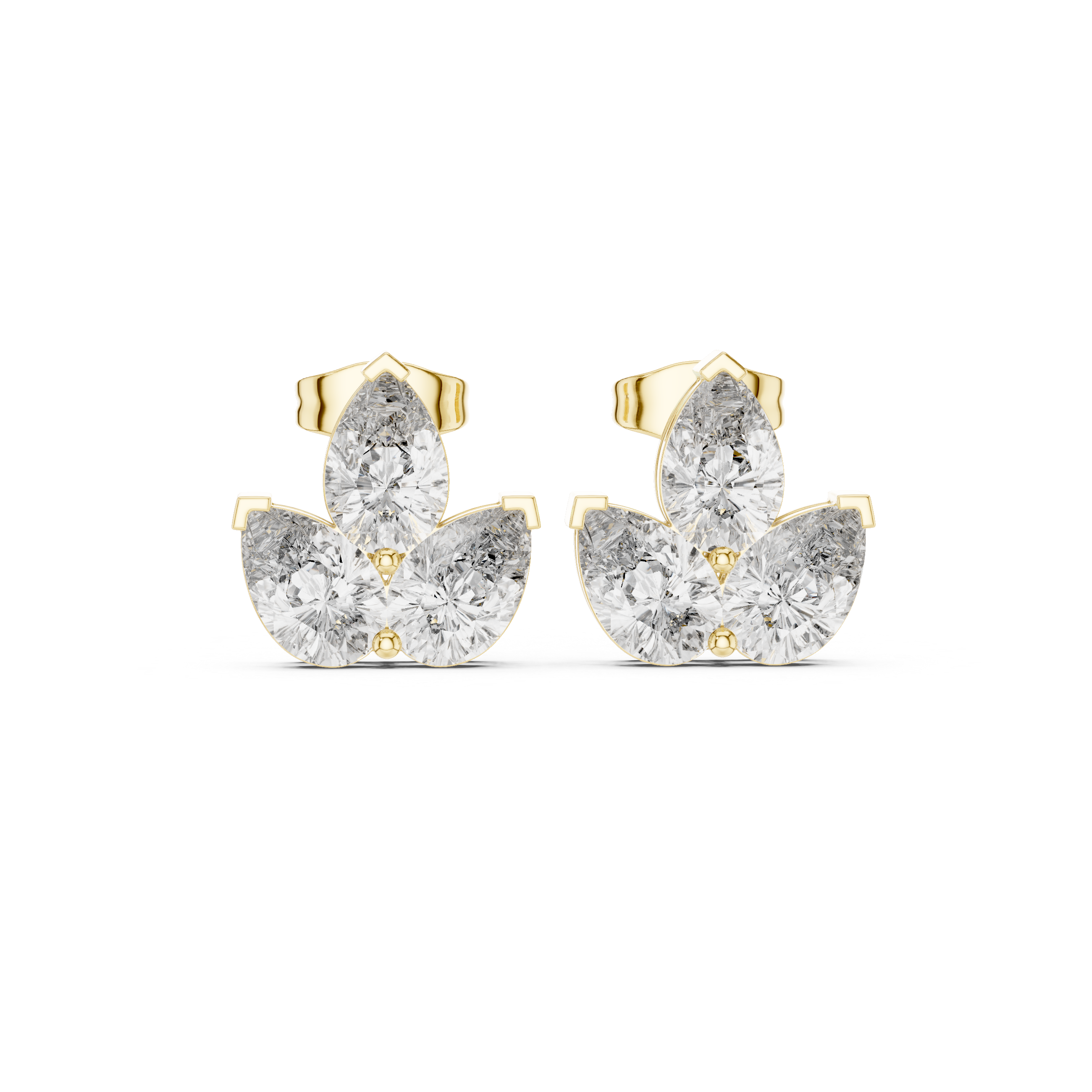 2.94 Carat Natural Diamond Pear Cut Stud Earrings – H Color, VS2 Clarity