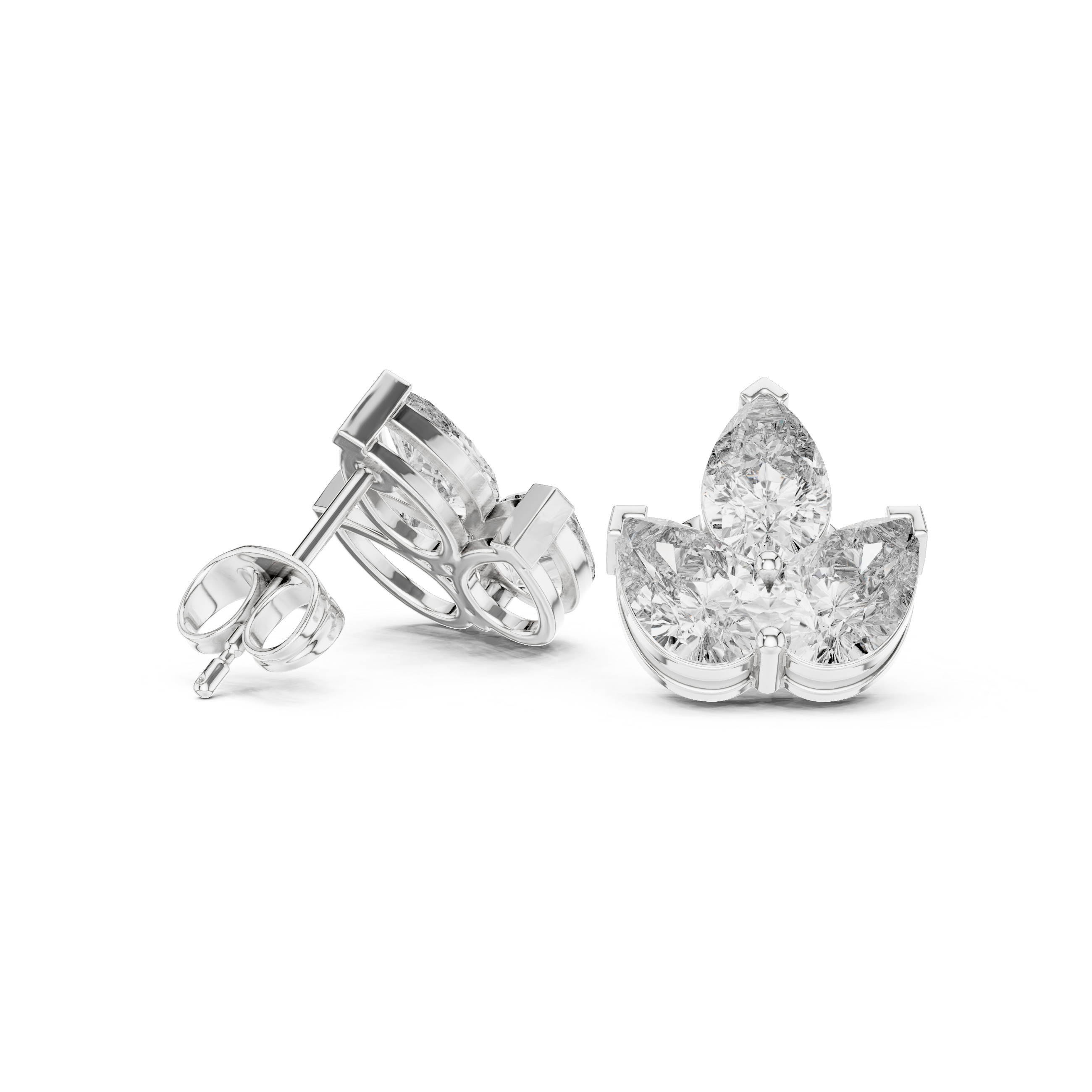 2.94 Carat Natural Diamond Pear Cut Stud Earrings – H Color, VS2 Clarity