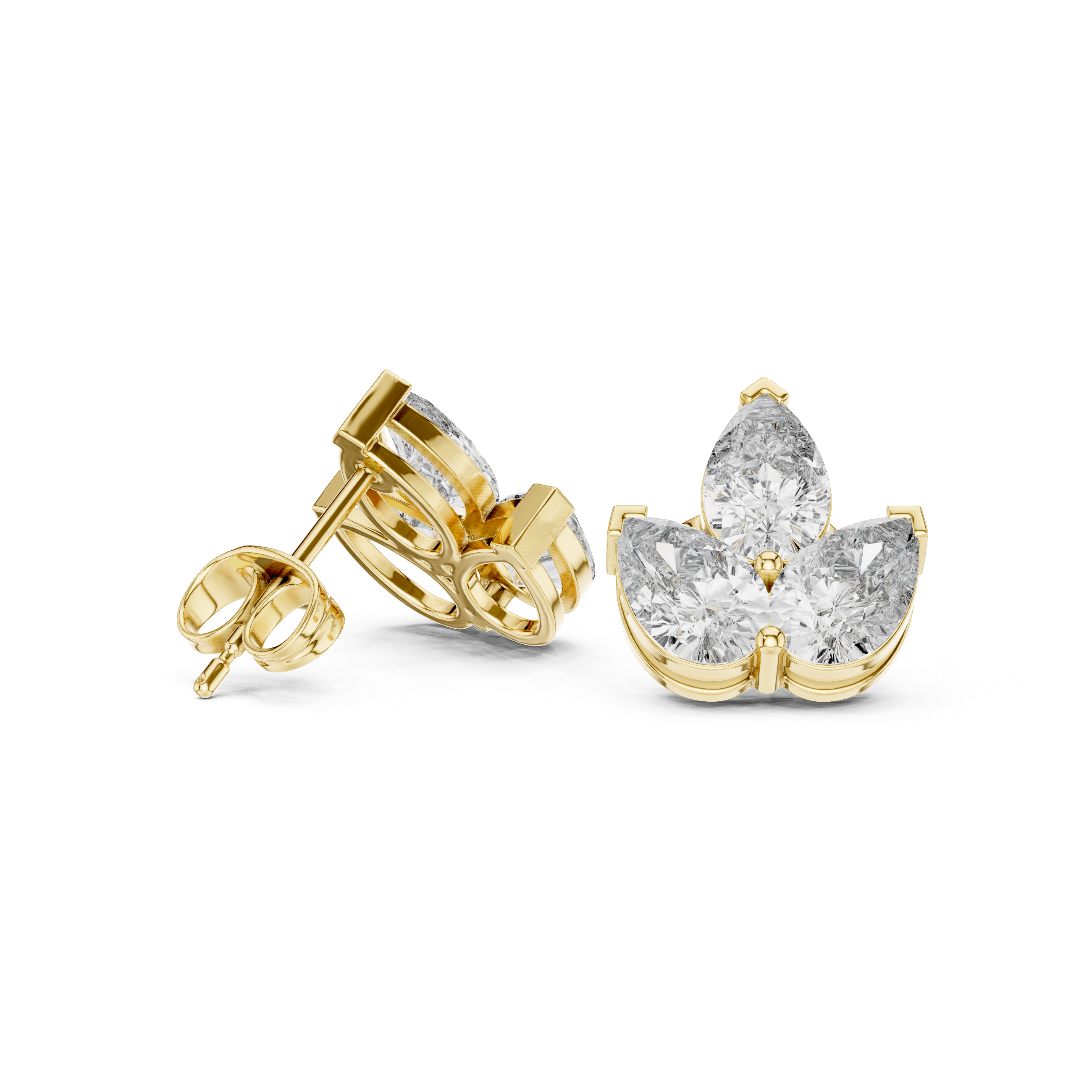 2.94 Carat Natural Diamond Pear Cut Stud Earrings – H Color, VS2 Clarity