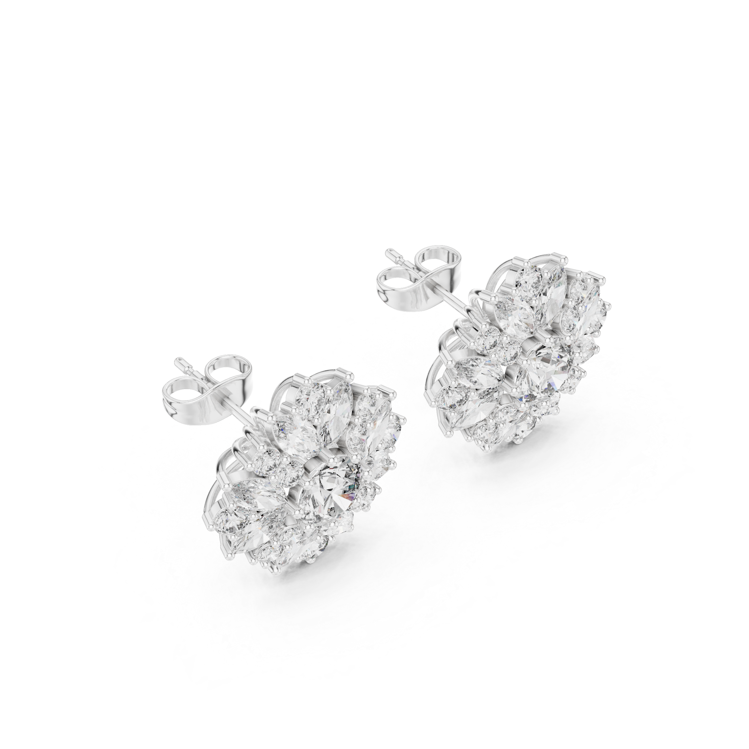 4.4 Carat Natural Diamond Multi-Shape Stud Earrings – H Color, VS1 Clarity