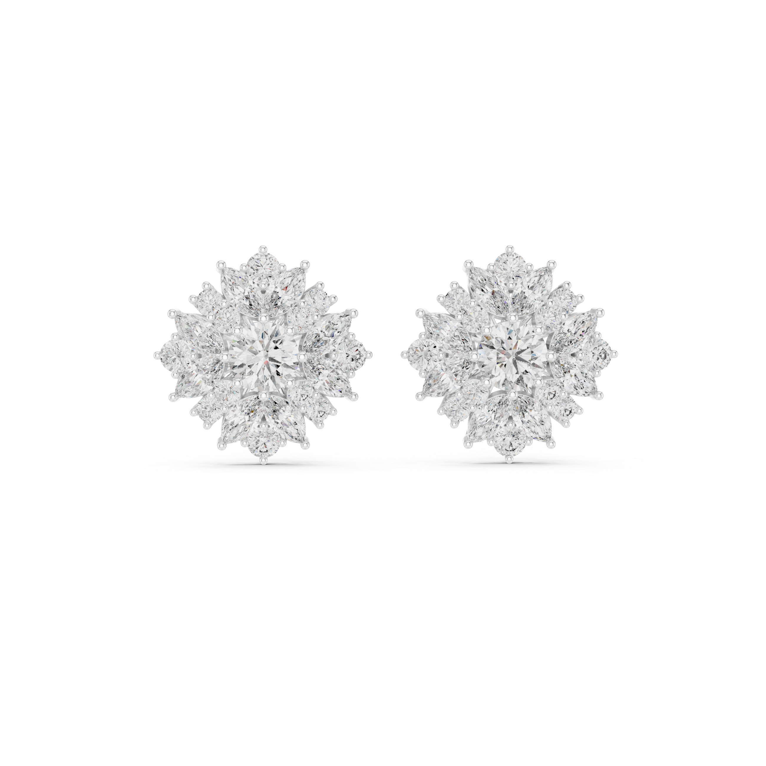 4.4 Carat Natural Diamond Multi-Shape Stud Earrings – H Color, VS1 Clarity