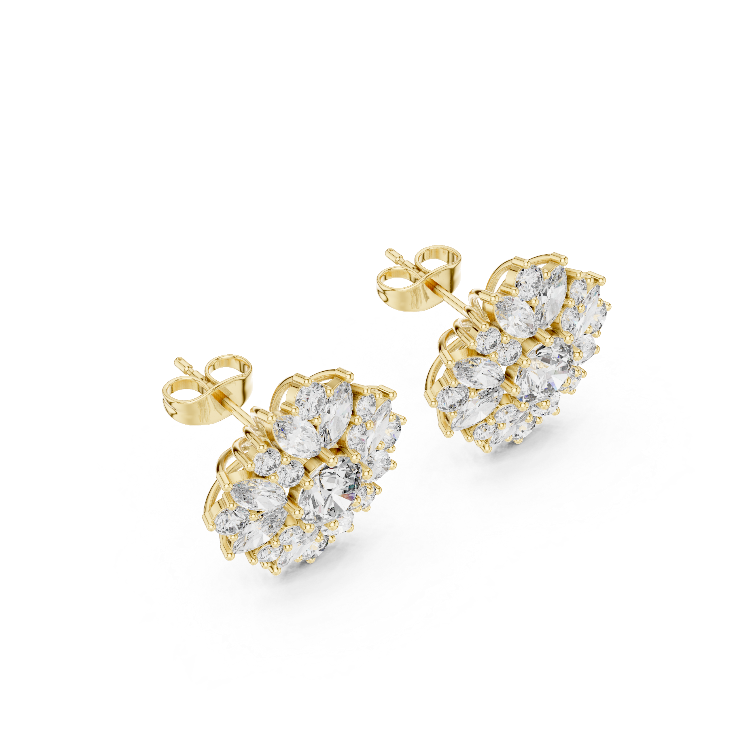 4.4 Carat Natural Diamond Multi-Shape Stud Earrings – H Color, VS1 Clarity