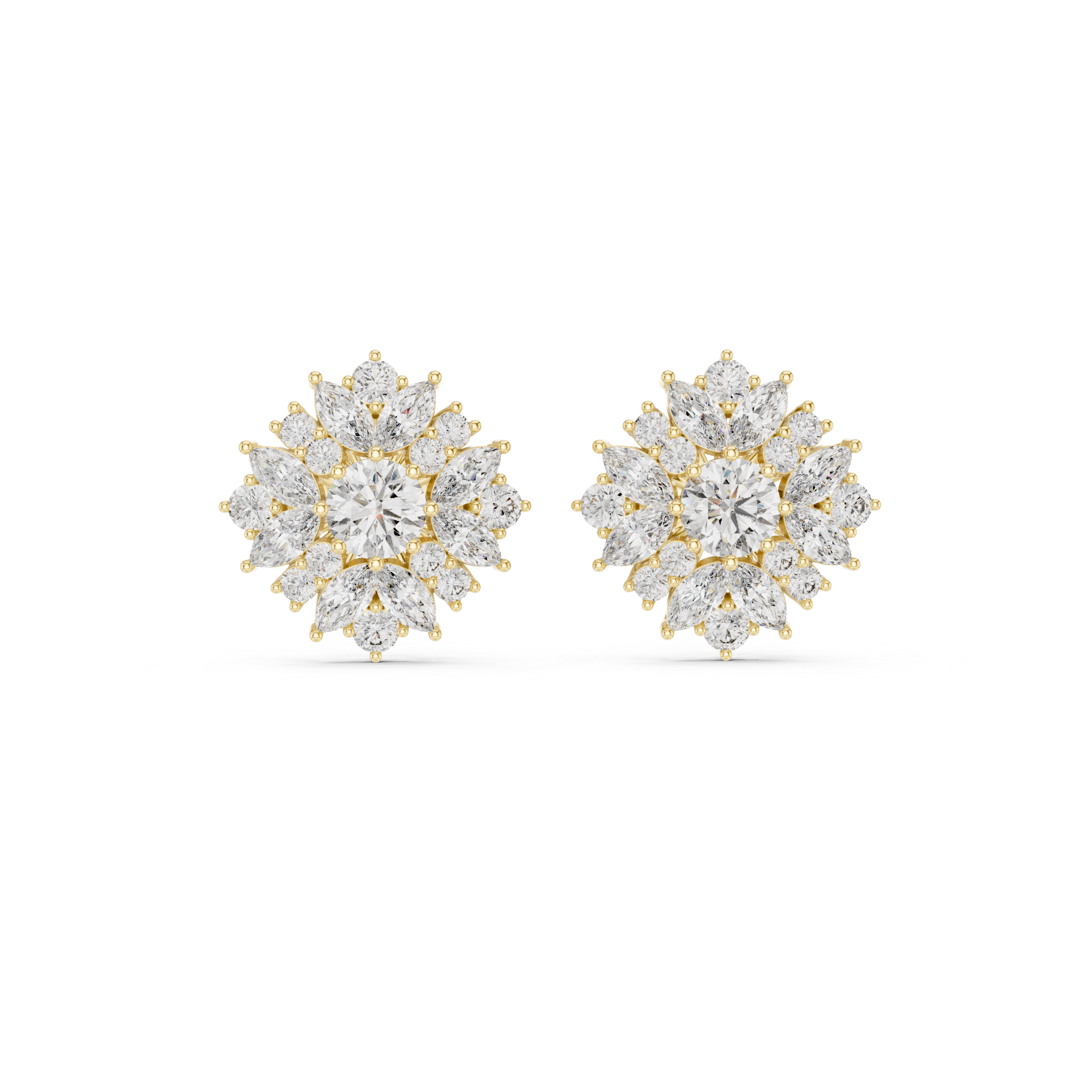 4.4 Carat Natural Diamond Multi-Shape Stud Earrings – H Color, VS1 Clarity