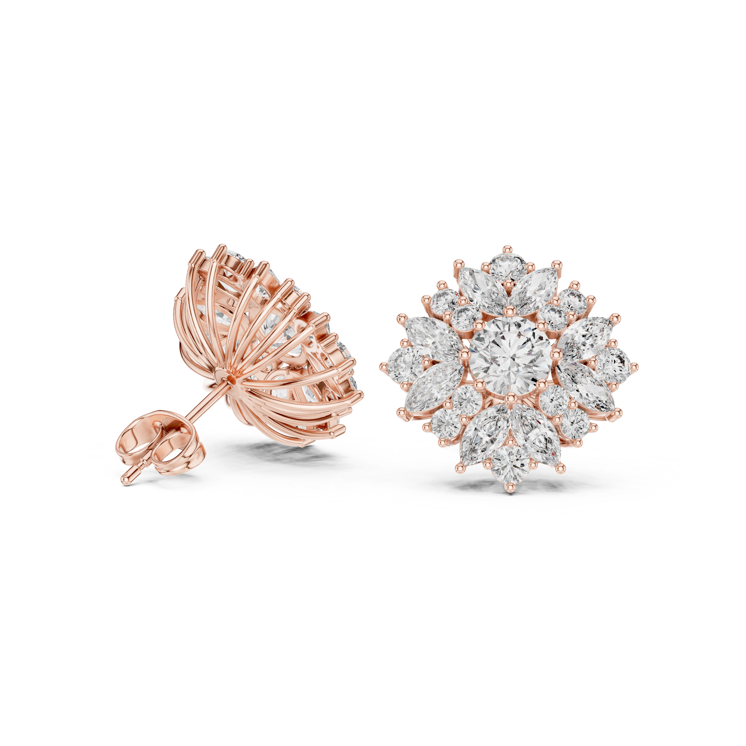 4.4 Carat Natural Diamond Multi-Shape Stud Earrings – H Color, VS1 Clarity