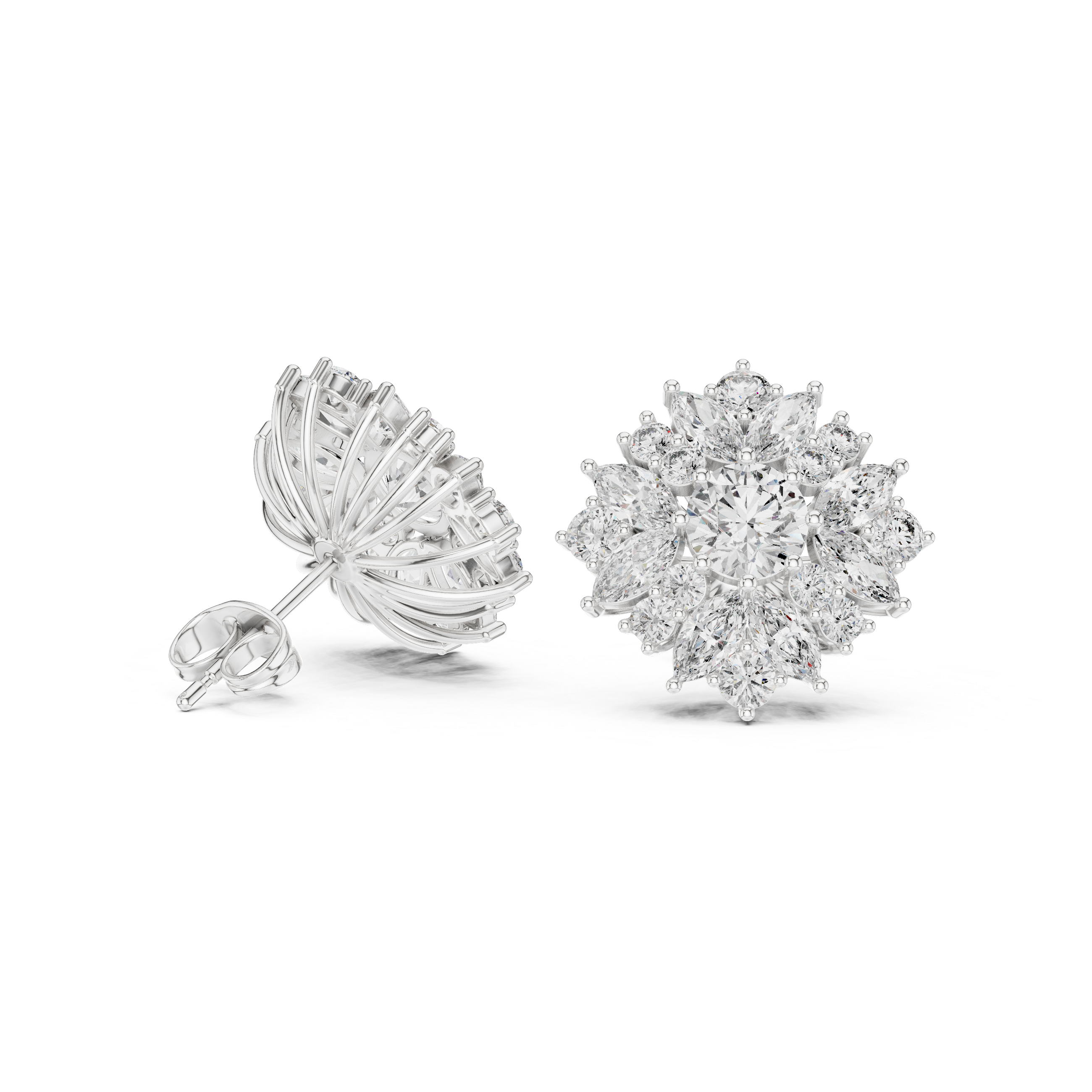 4.4 Carat Natural Diamond Multi-Shape Stud Earrings – H Color, VS1 Clarity