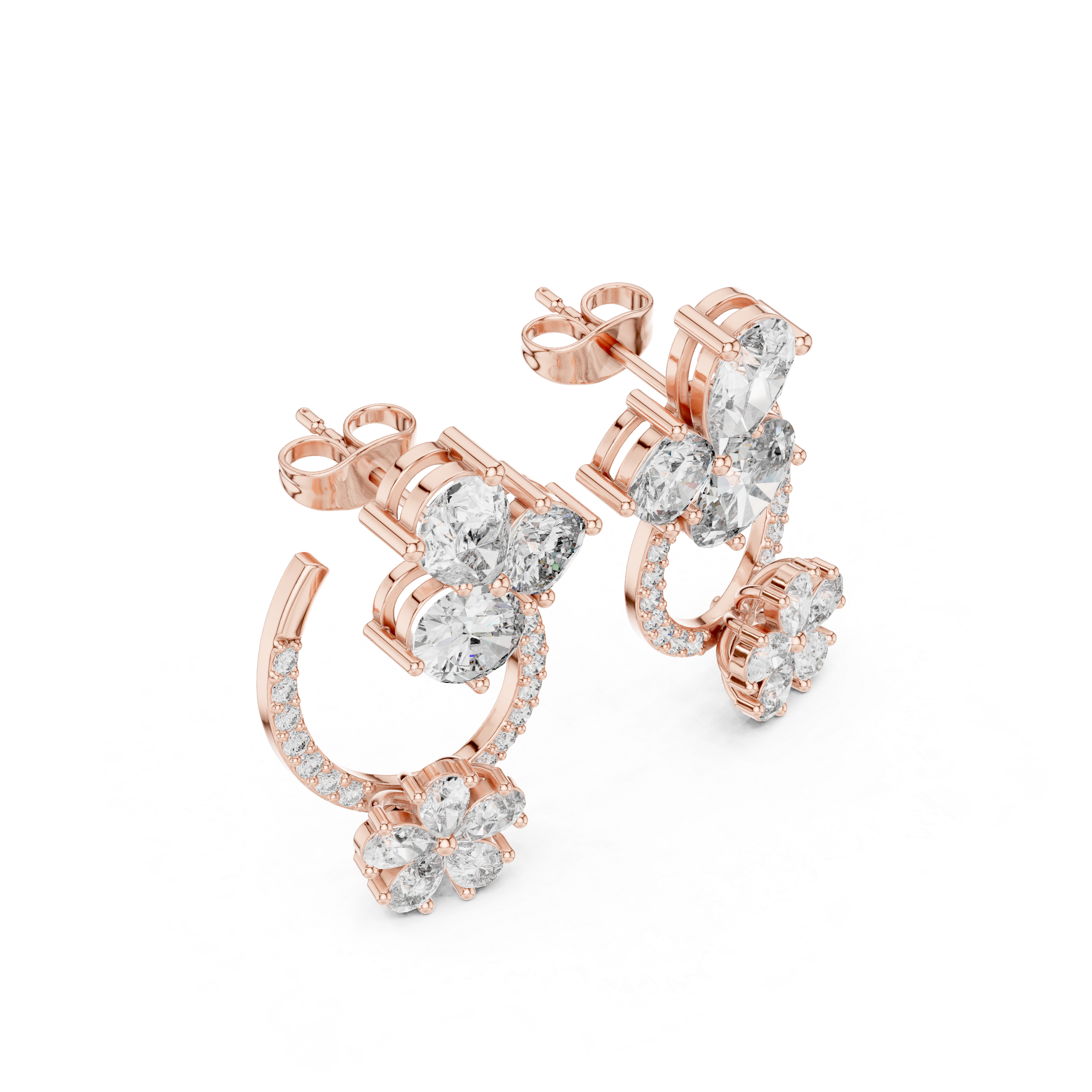 6.08 Carat Natural Diamond Multi-Shape Drop Earrings – H Color, VS2 Clarity