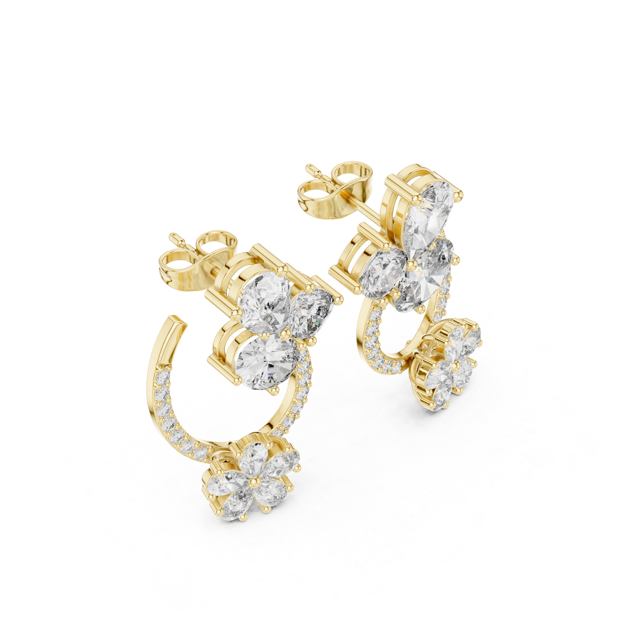 6.08 Carat Natural Diamond Multi-Shape Drop Earrings – H Color, VS2 Clarity