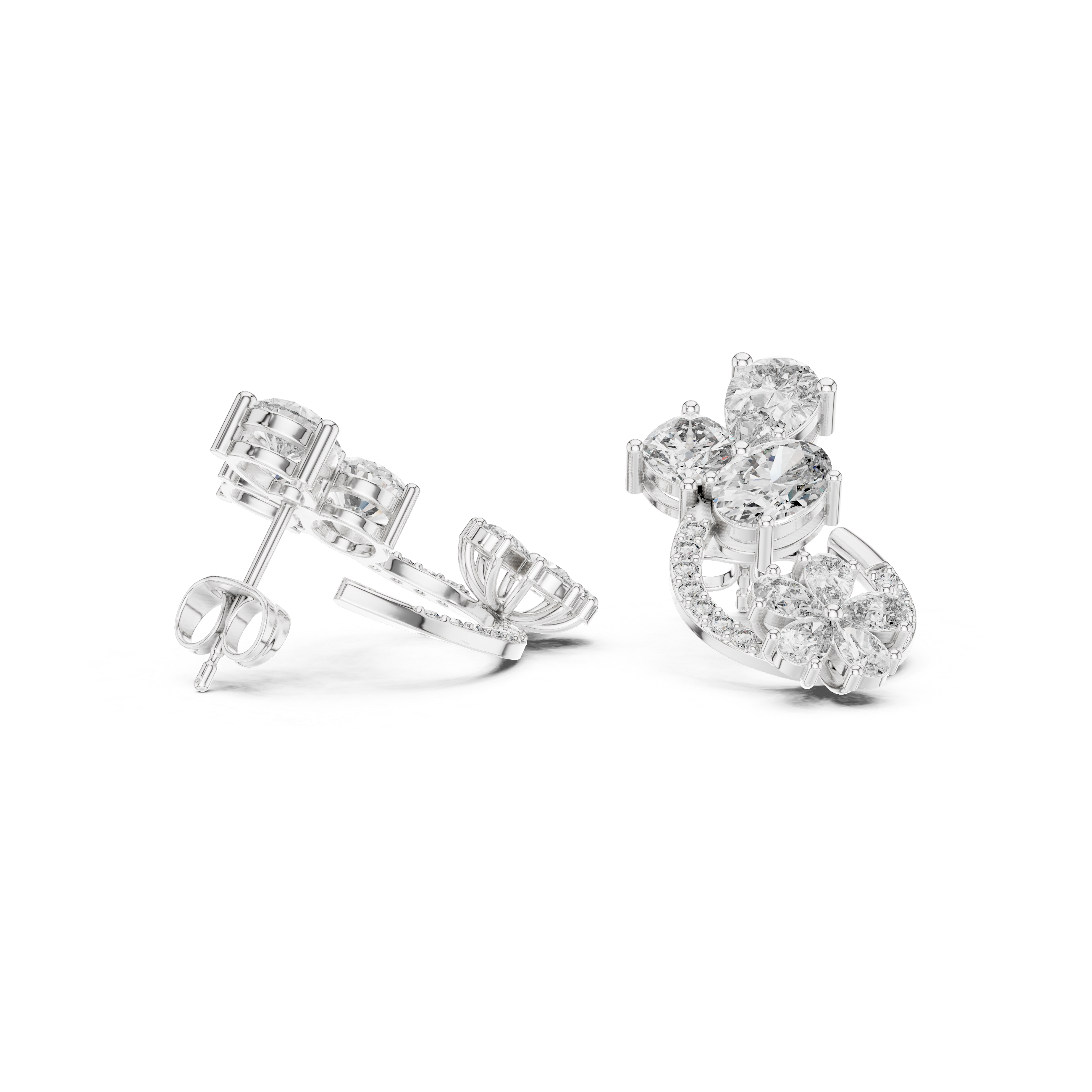 6.08 Carat Natural Diamond Multi-Shape Drop Earrings – H Color, VS2 Clarity