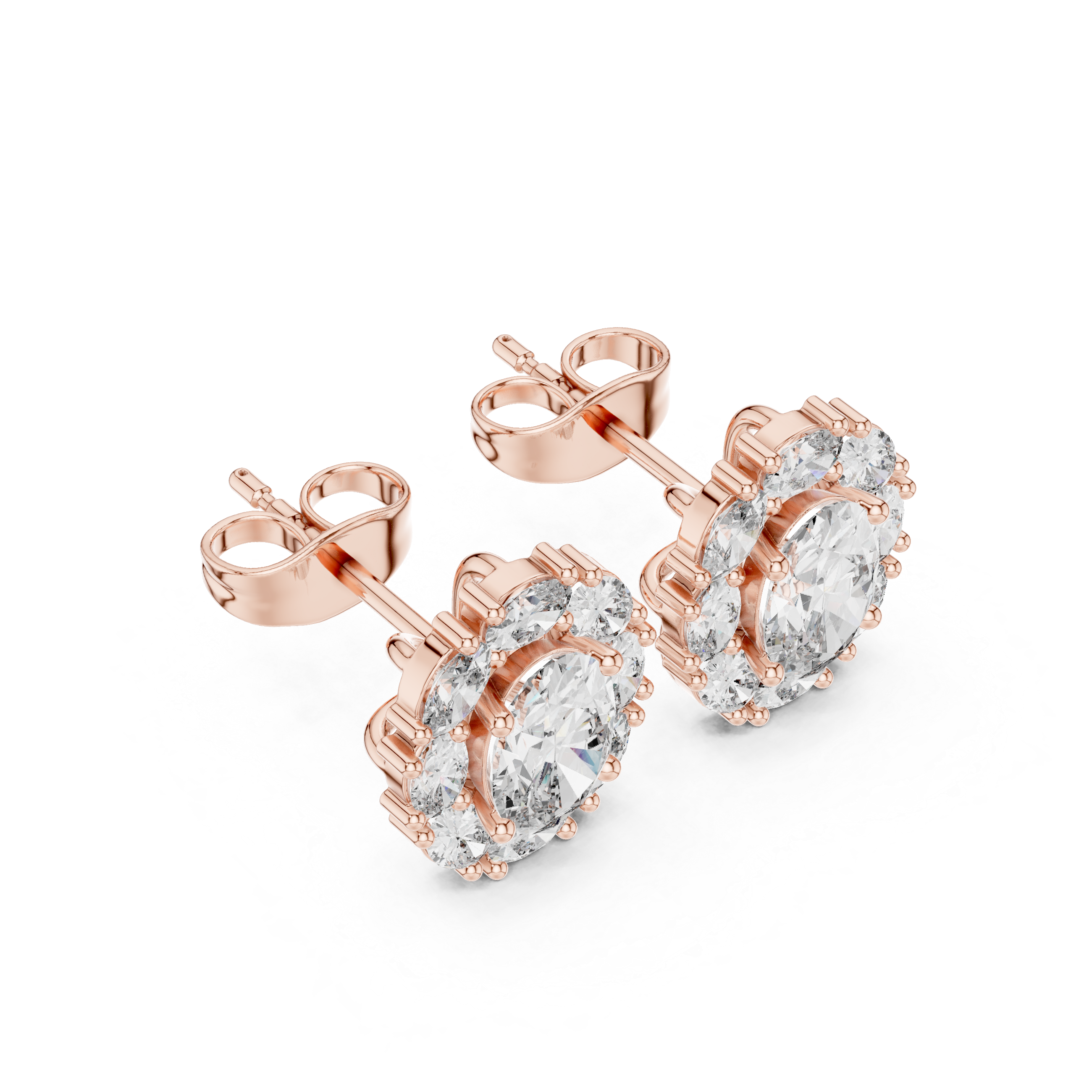 Oval Cut 2.26ct Natural Diamond Stud Earrings – J Color, SI2 Quality