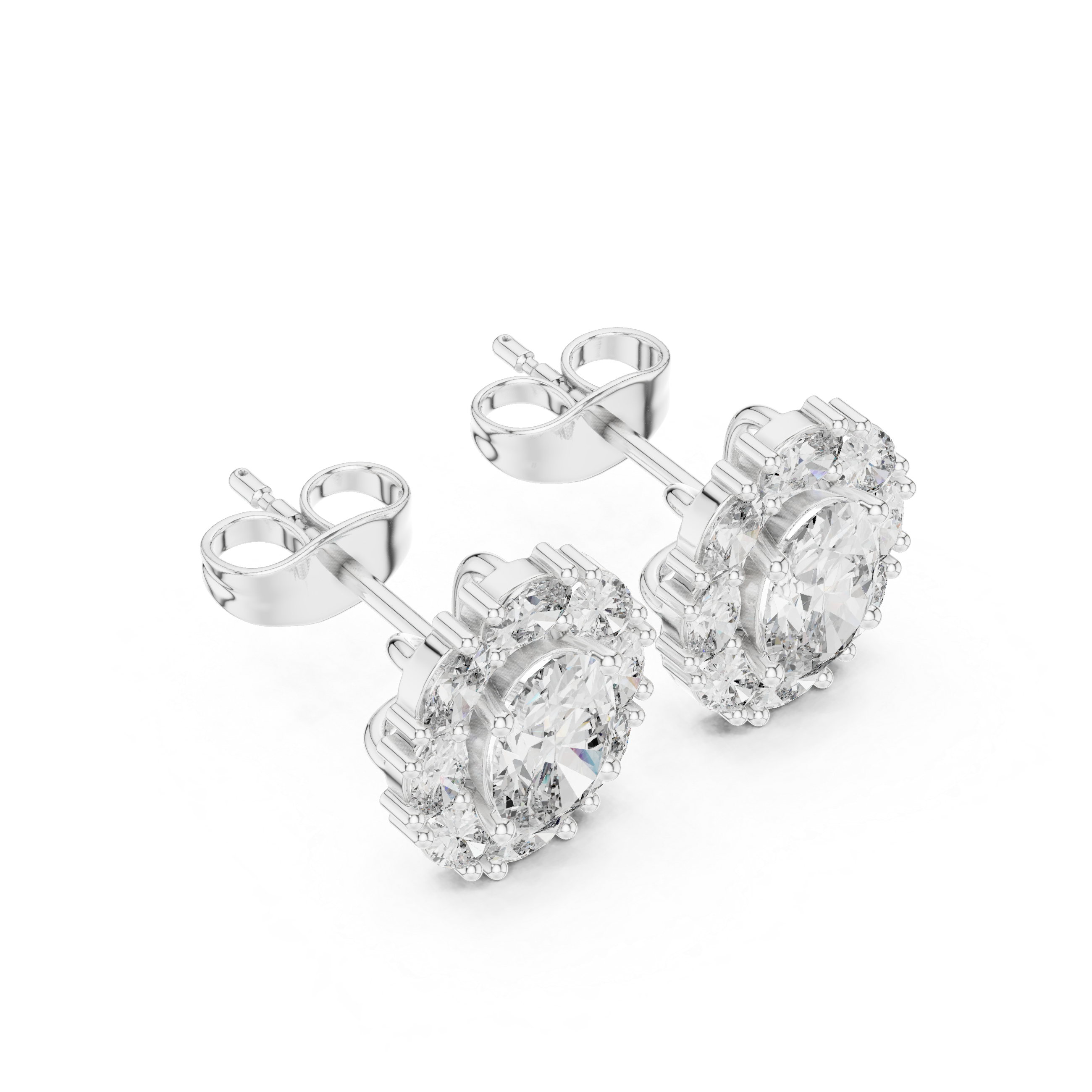 Oval Cut 2.26ct Natural Diamond Stud Earrings – J Color, SI2 Quality