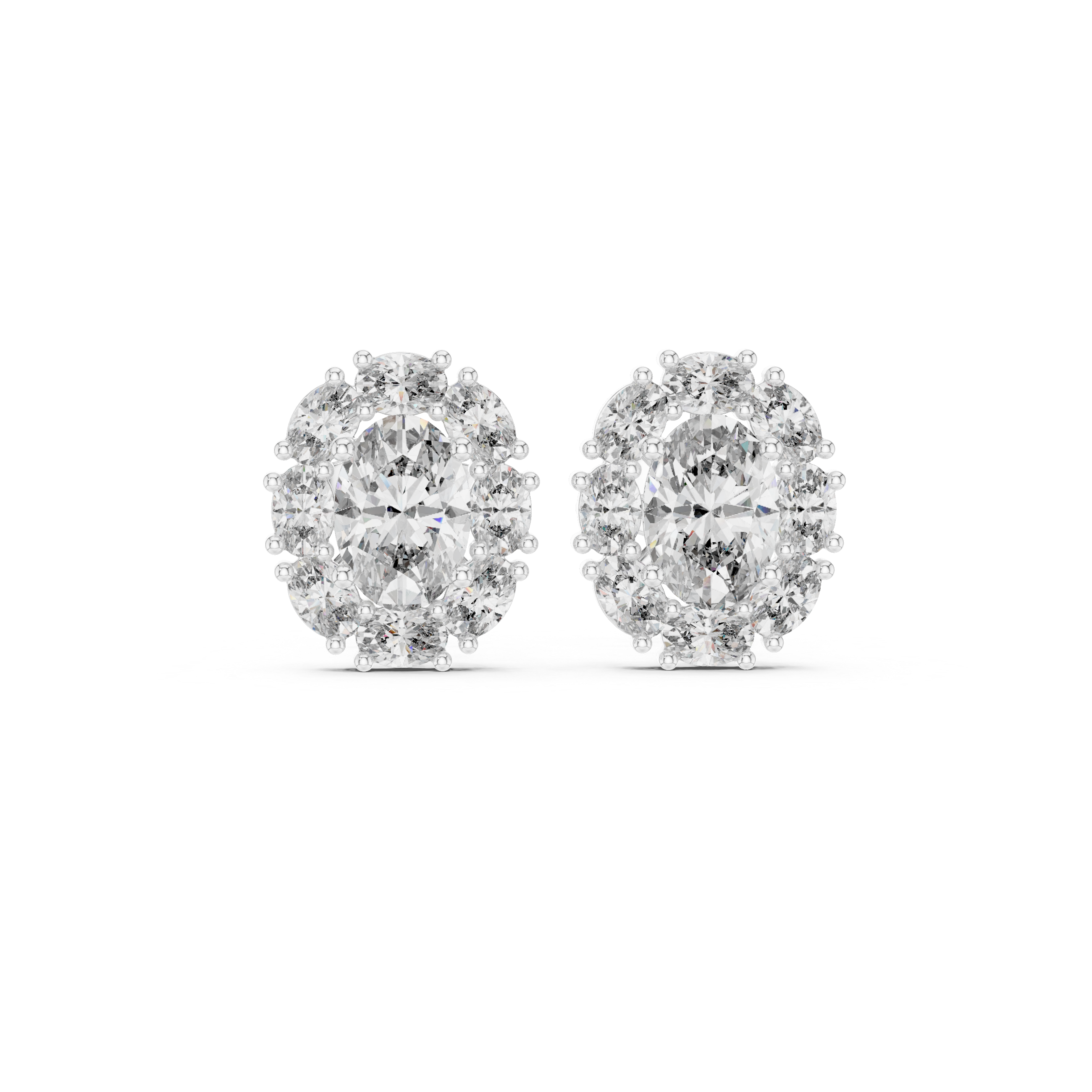 Oval Cut 2.26ct Natural Diamond Stud Earrings – J Color, SI2 Quality