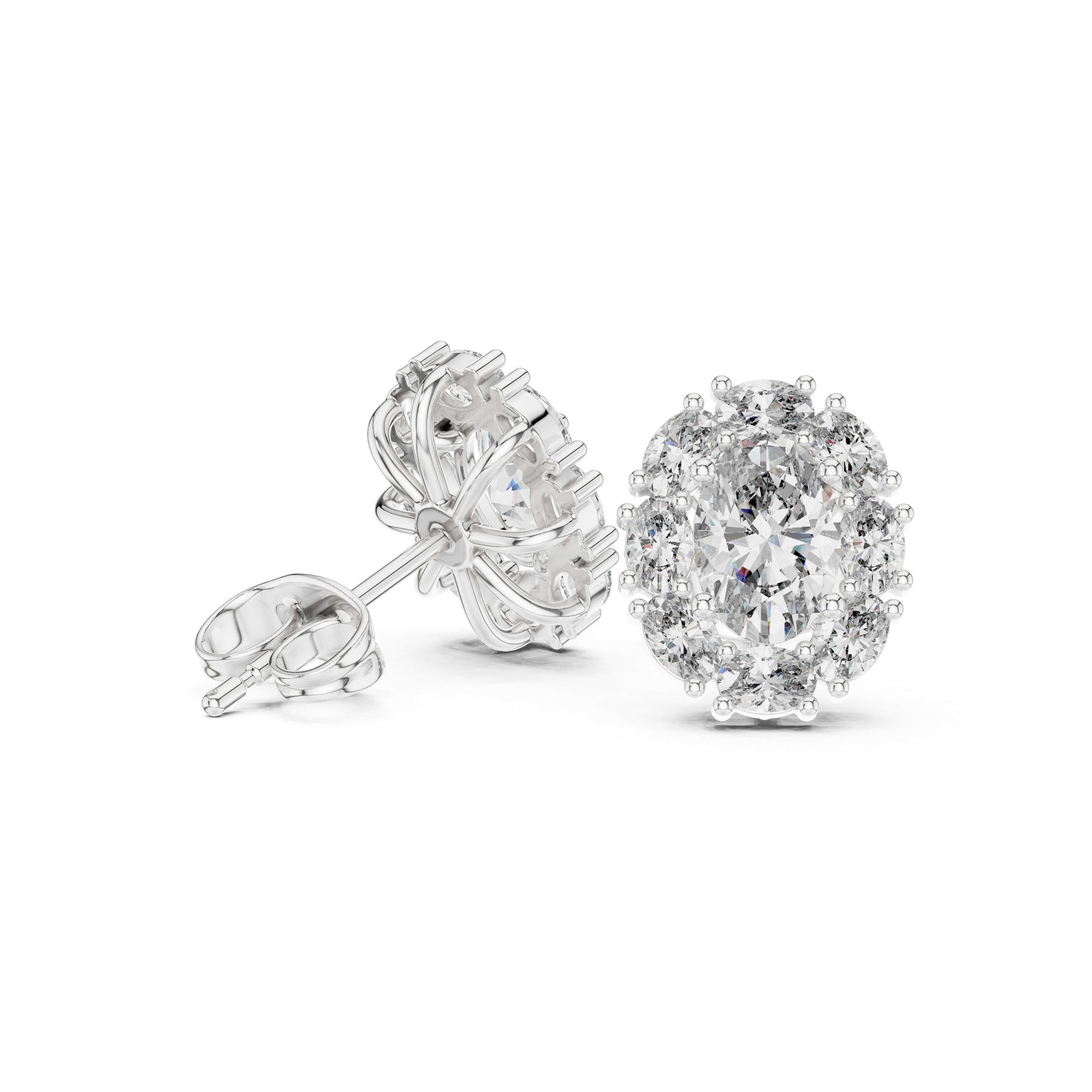 Oval Cut 2.26ct Natural Diamond Stud Earrings – J Color, SI2 Quality