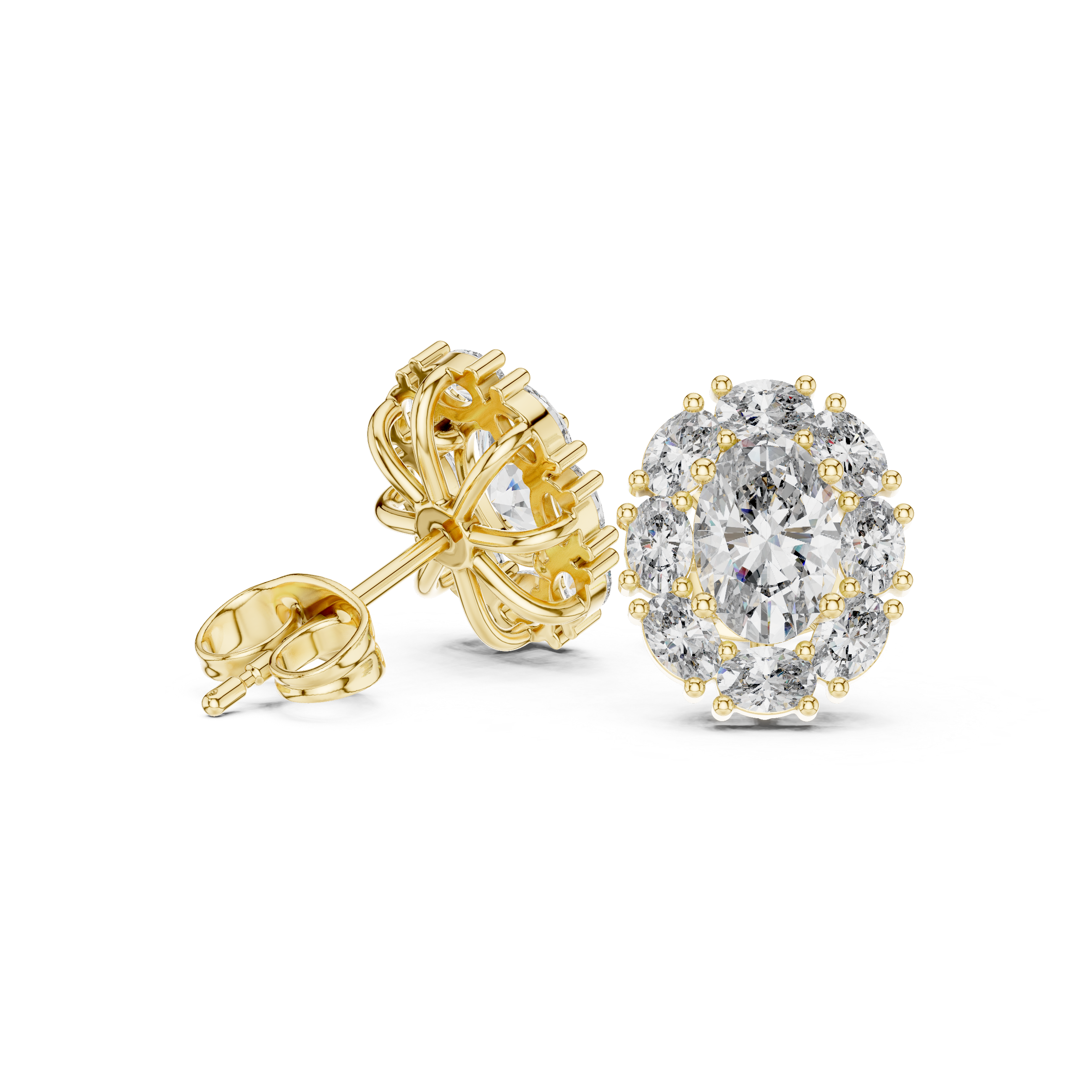 Oval Cut 2.26ct Natural Diamond Stud Earrings – J Color, SI2 Quality