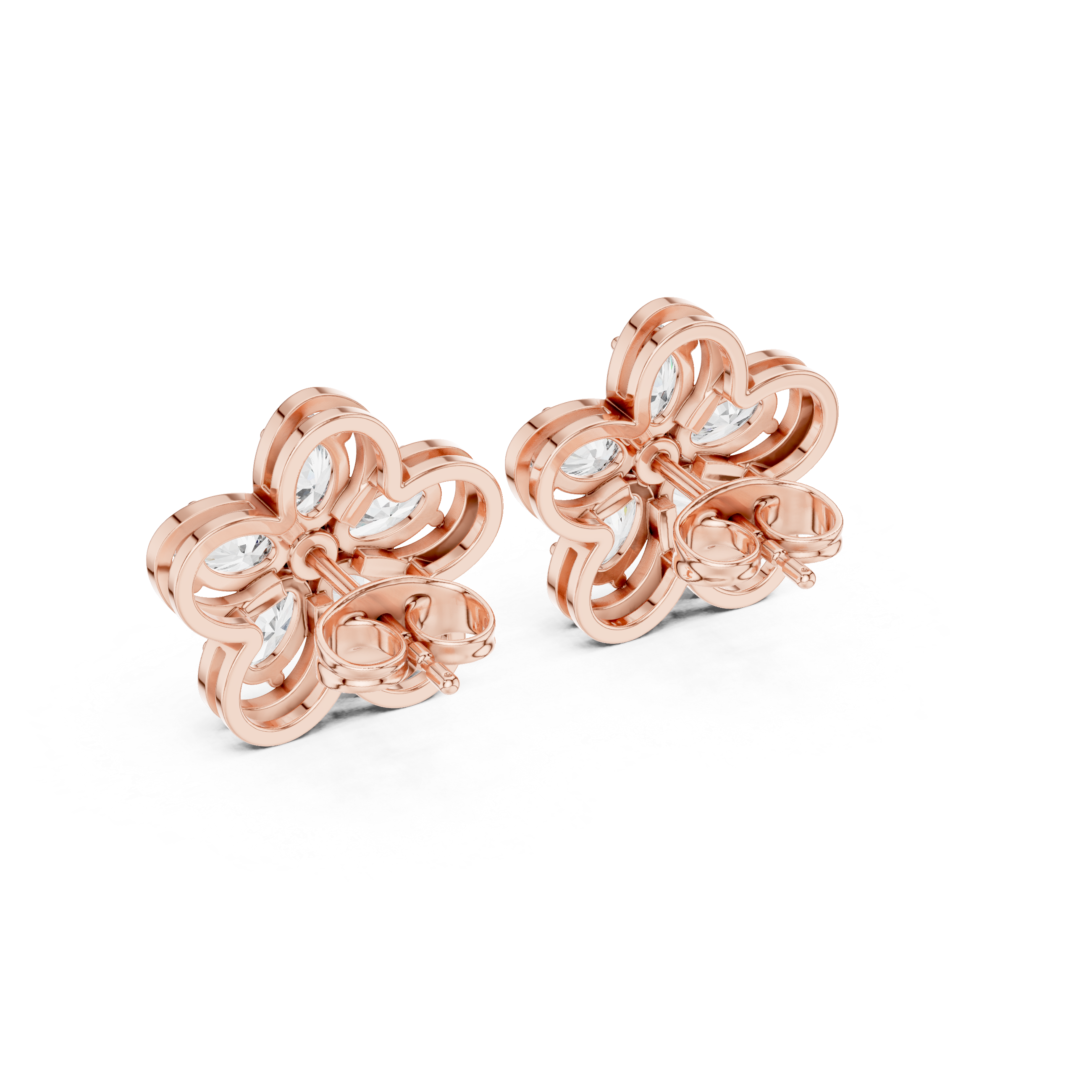 1.68ct GH/SI Pear & Round Natural Diamond Stud Earrings – Elegant Brilliance