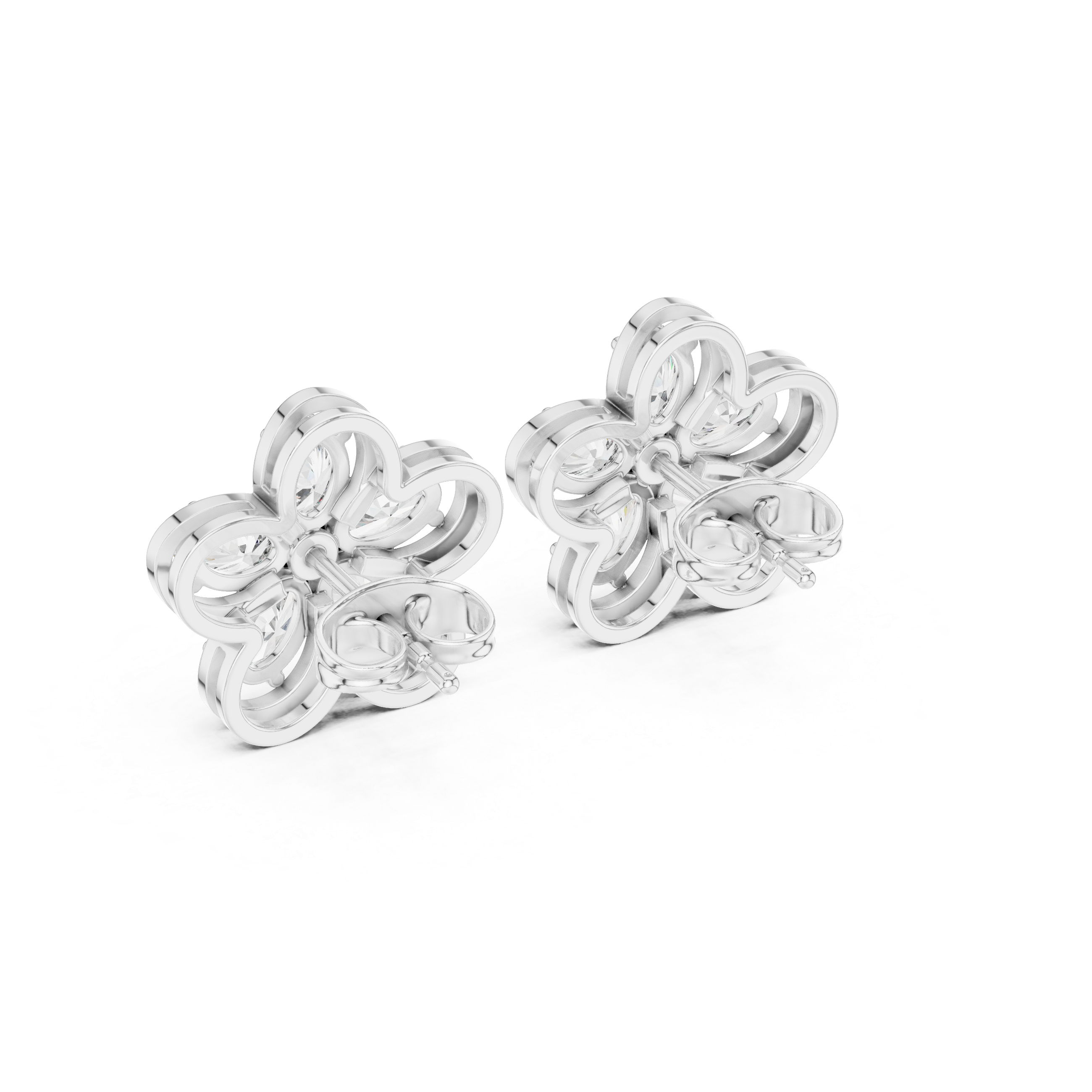 1.68ct GH/SI Pear & Round Natural Diamond Stud Earrings – Elegant Brilliance