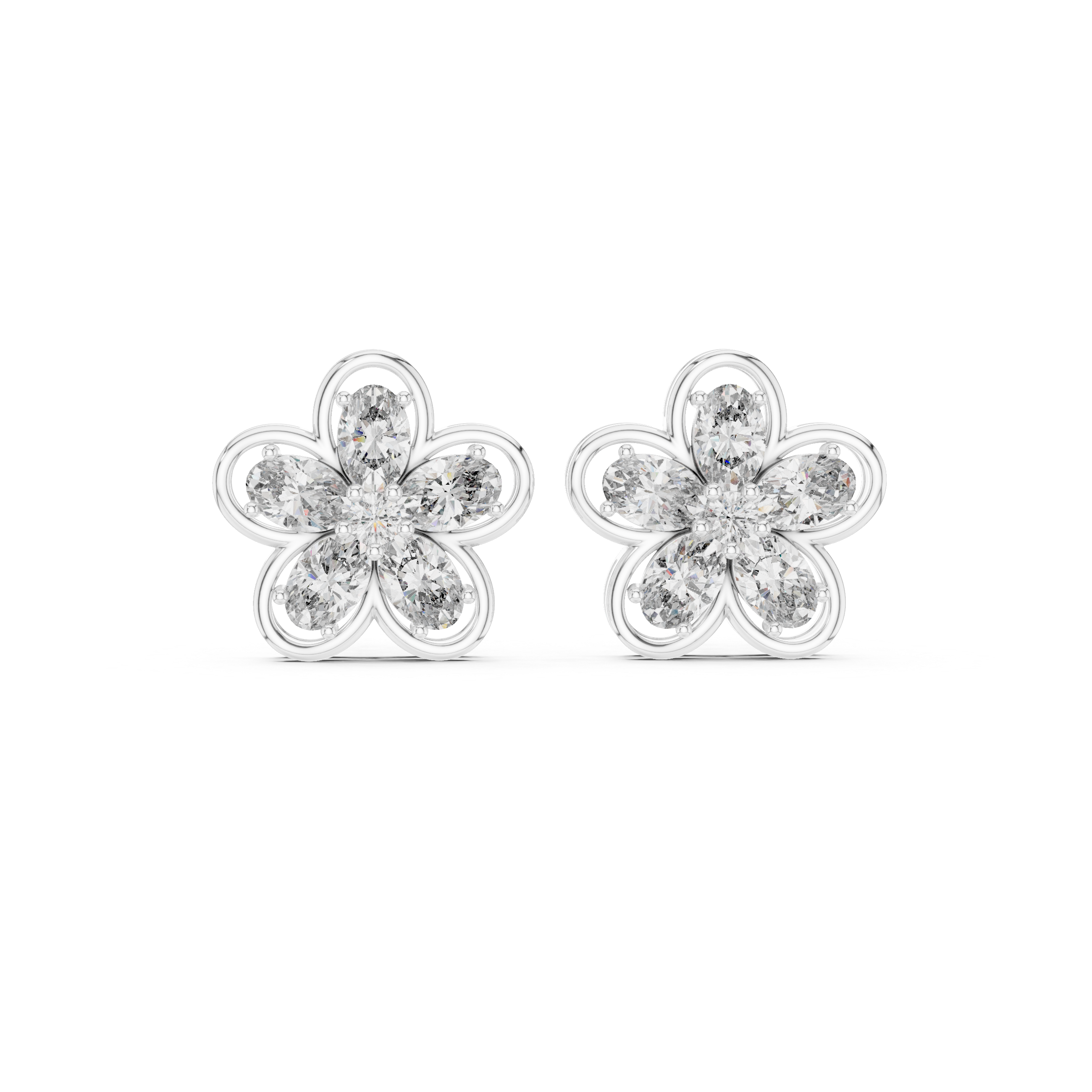 1.68ct GH/SI Pear & Round Natural Diamond Stud Earrings – Elegant Brilliance