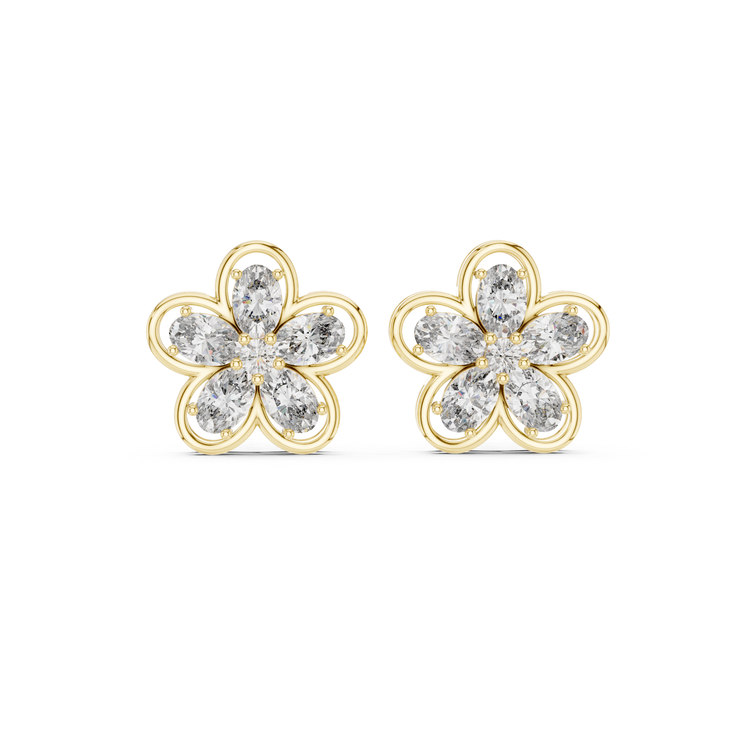 1.68ct GH/SI Pear & Round Natural Diamond Stud Earrings – Elegant Brilliance