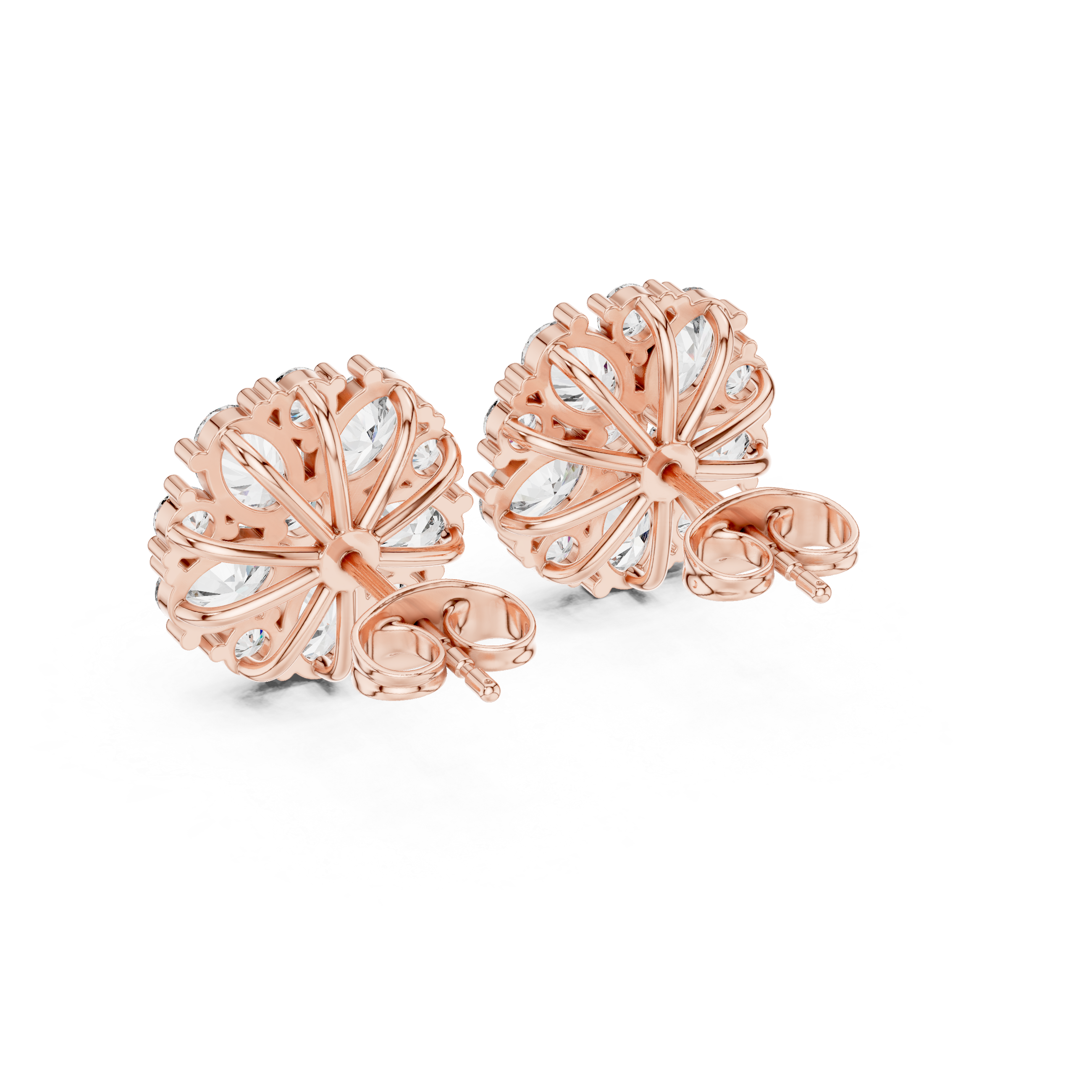 Round & Oval 2.97ct Natural Diamond Stud Earrings – H Color, VS2 Clarity