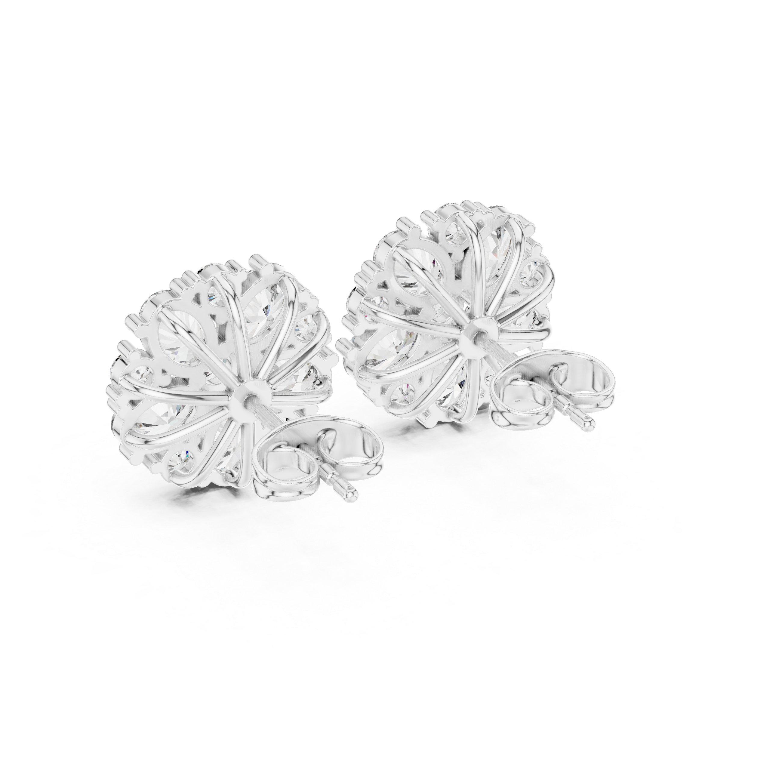 Round & Oval 2.97ct Natural Diamond Stud Earrings – H Color, VS2 Clarity