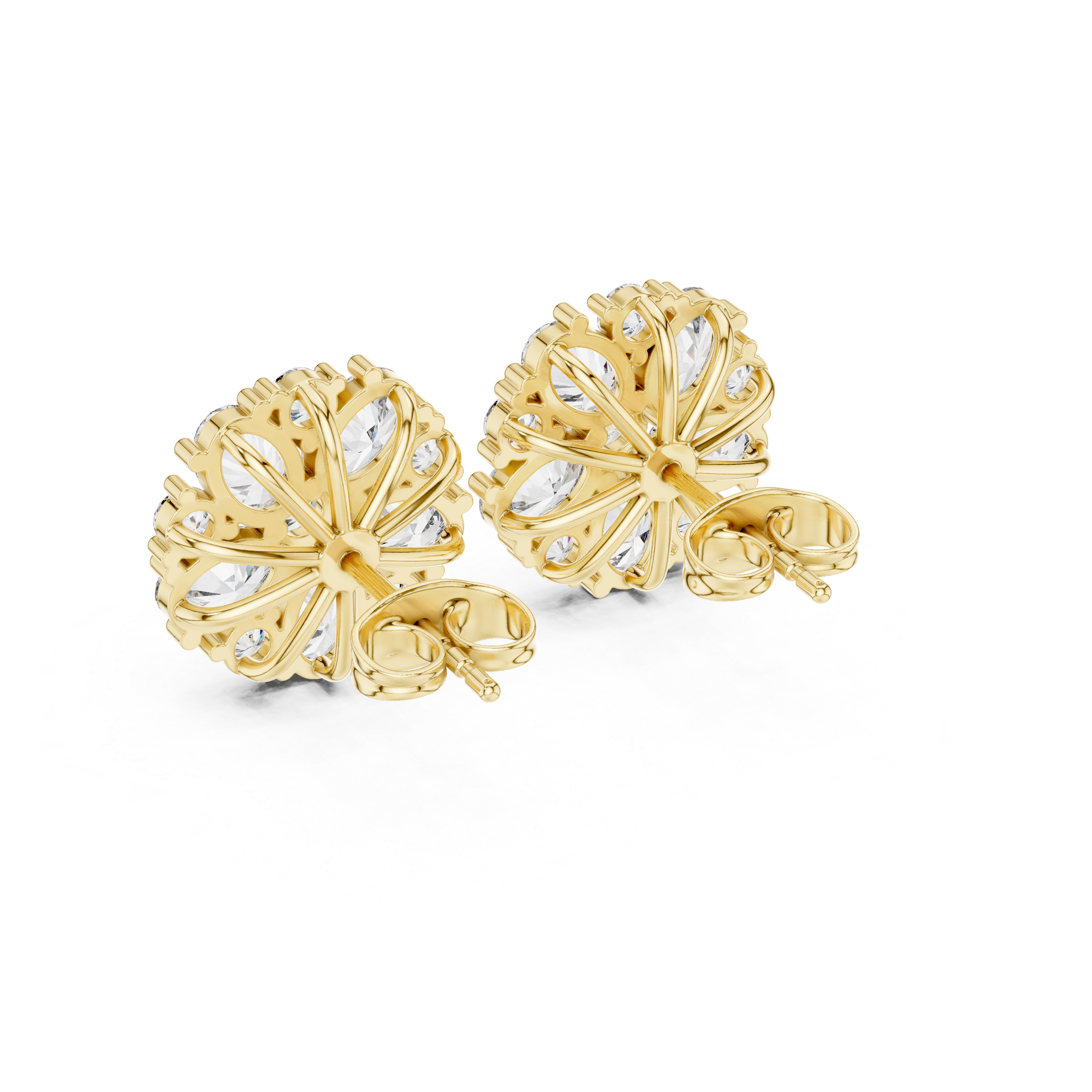 Round & Oval 2.97ct Natural Diamond Stud Earrings – H Color, VS2 Clarity