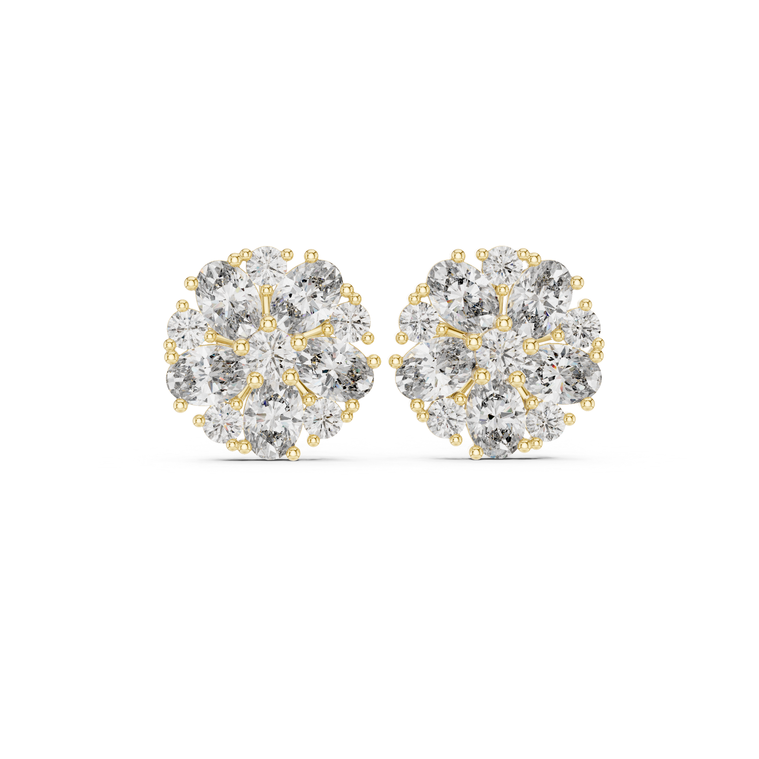 Round & Oval 2.97ct Natural Diamond Stud Earrings – H Color, VS2 Clarity