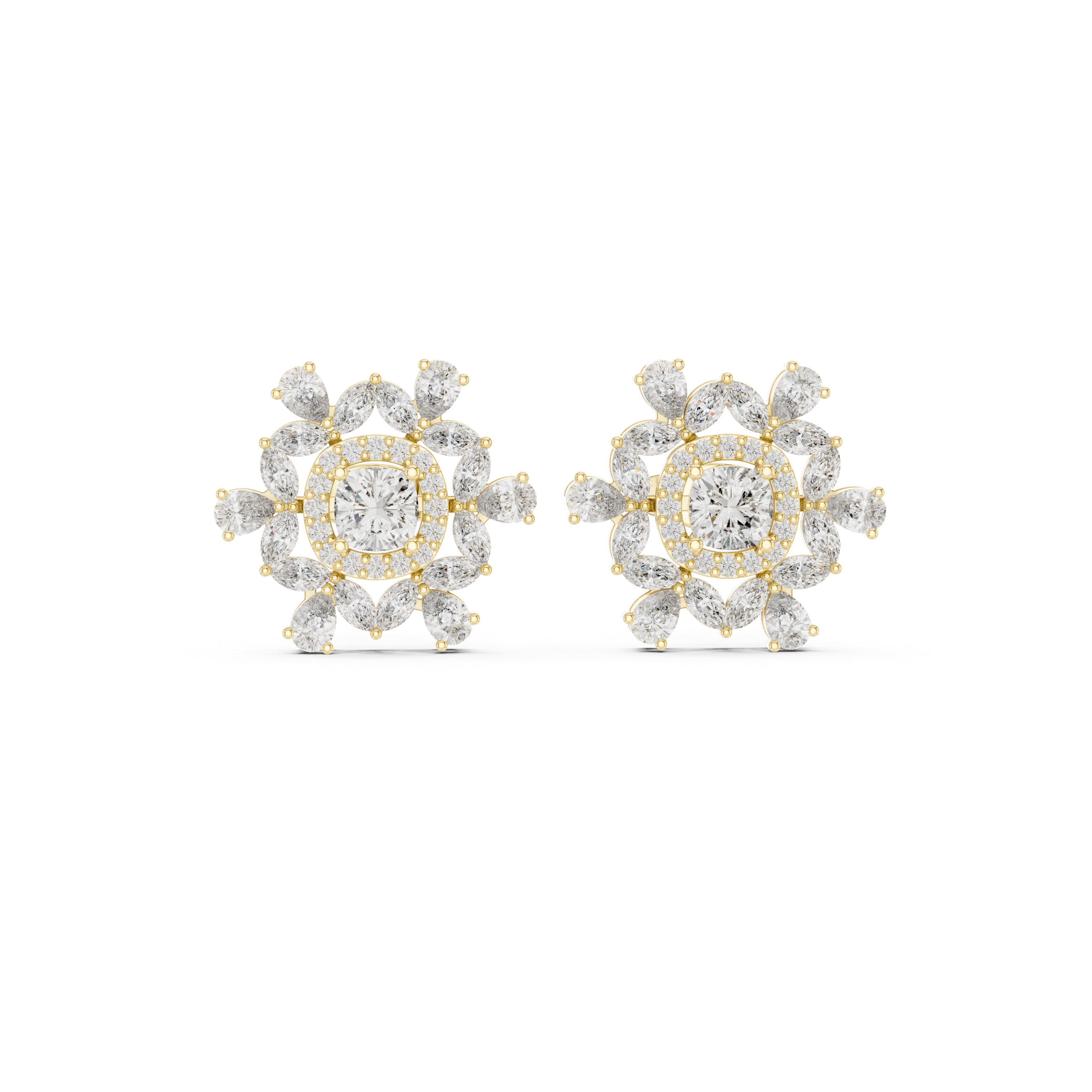 Multi-Shape 1.8ct Natural Diamond Stud Earrings – H Color, VS1 Clarity